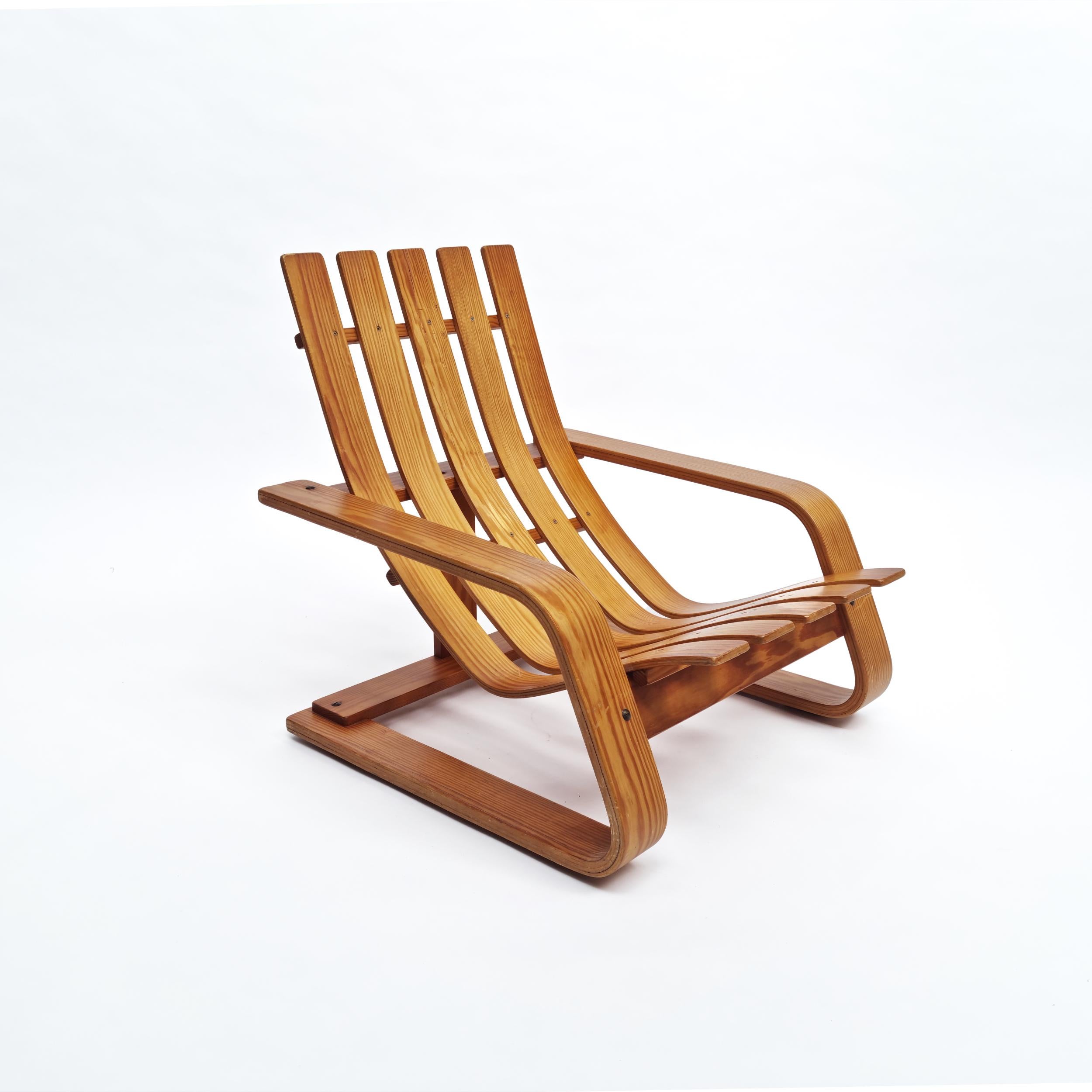 Mid-Century Modern Mid-century Lounge Chair in Solid Pine inspired by Edvin Helseth, 1960s For Sale