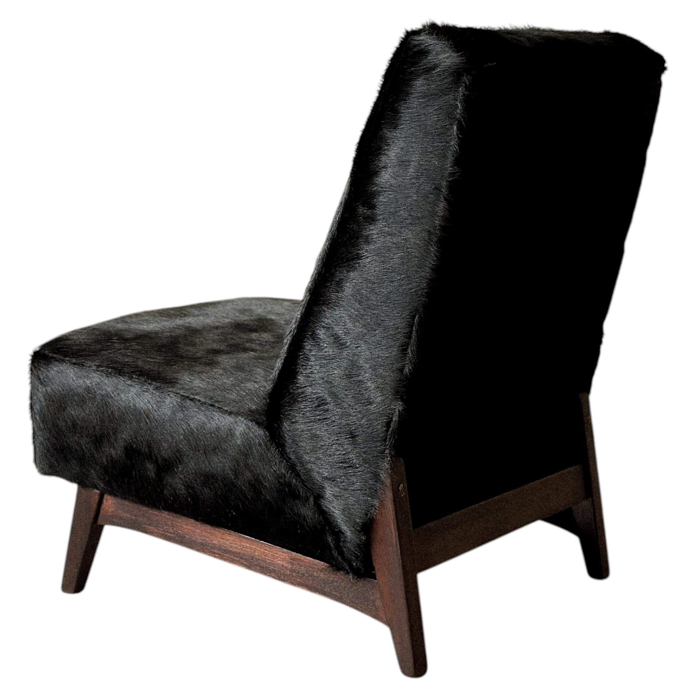 Mid-Century Lounge Chair in Style of Pierre Jeanneret in Cowhide, c. 1950s