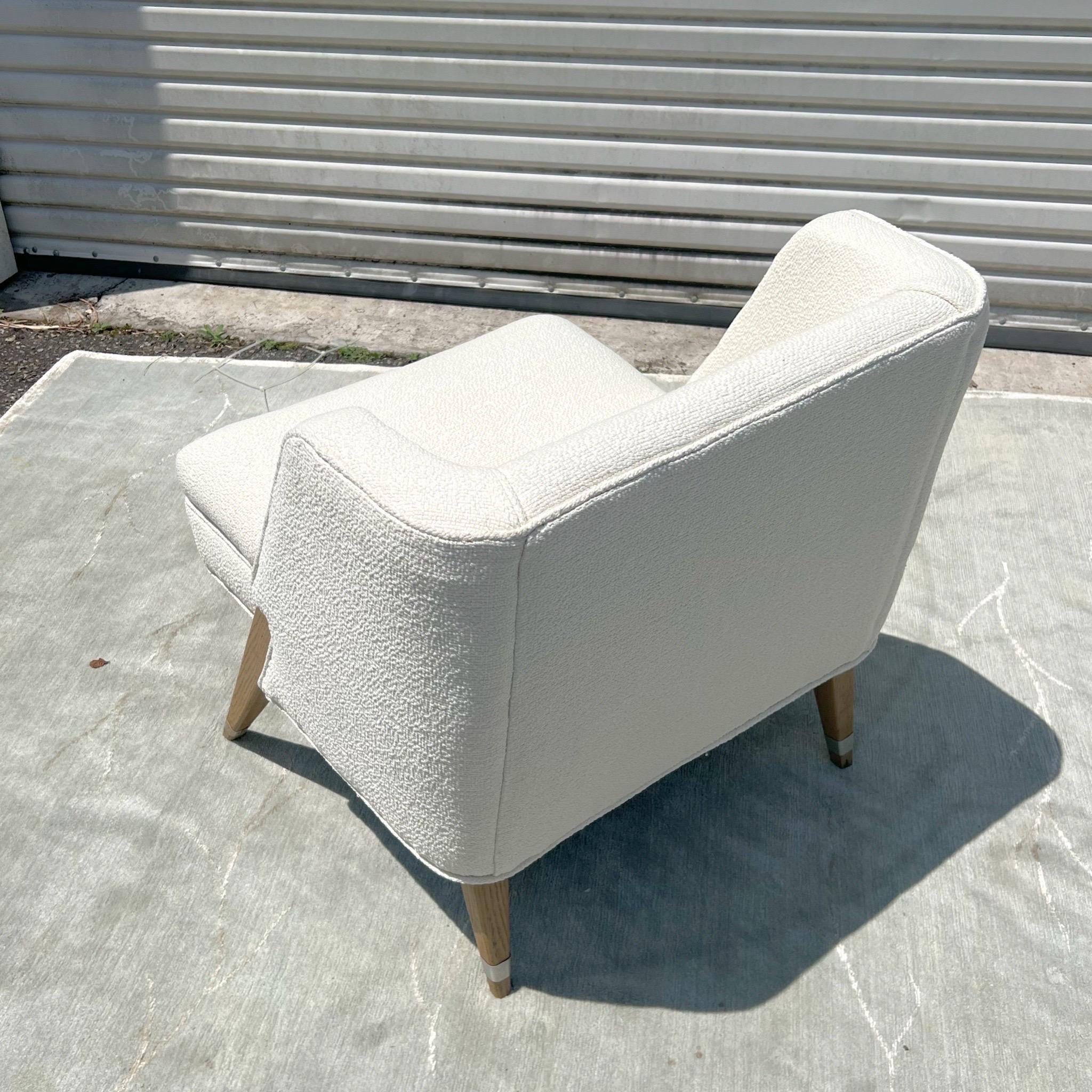Aluminum Mid-Century Lounge Chair in the Style of Gio Ponti in Schumacher Boucle For Sale