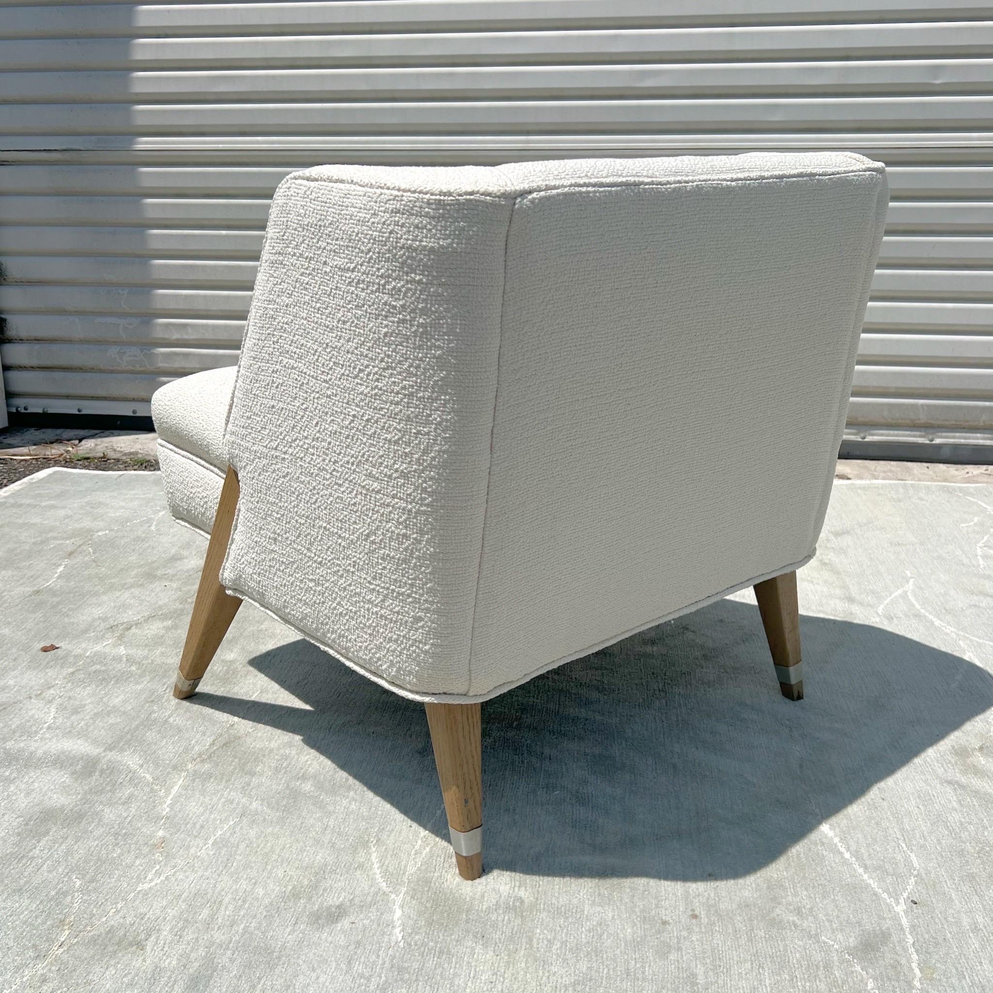 Mid-Century Lounge Chair in the Style of Gio Ponti in Schumacher Boucle For Sale 1