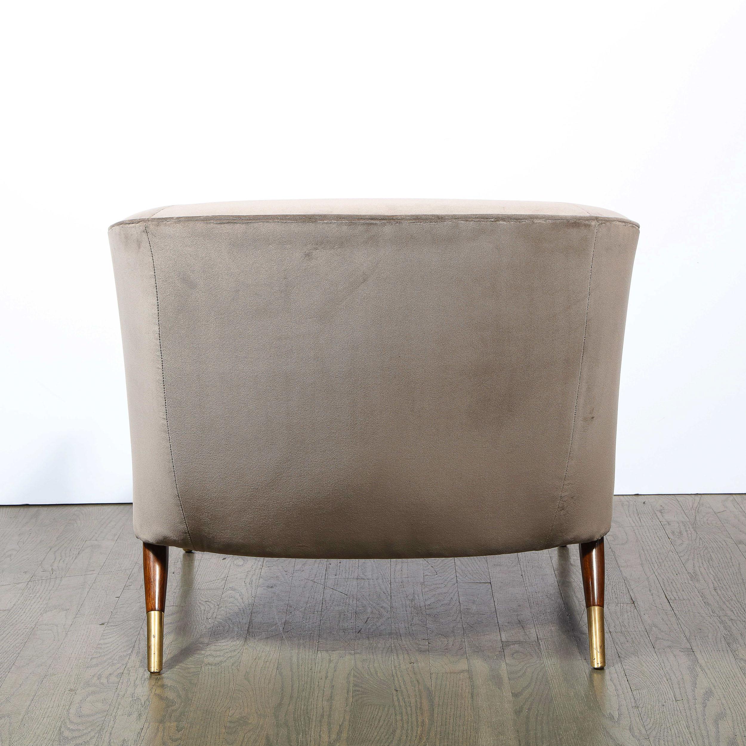 Mid Century Lounge Chair in Walnut & Velvet with Brass Detailing by Karpen 1