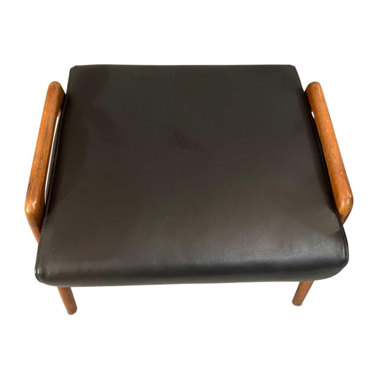 Leather Midcentury Lounge Chair Model Pj 56 + Ottoman 1956s 
