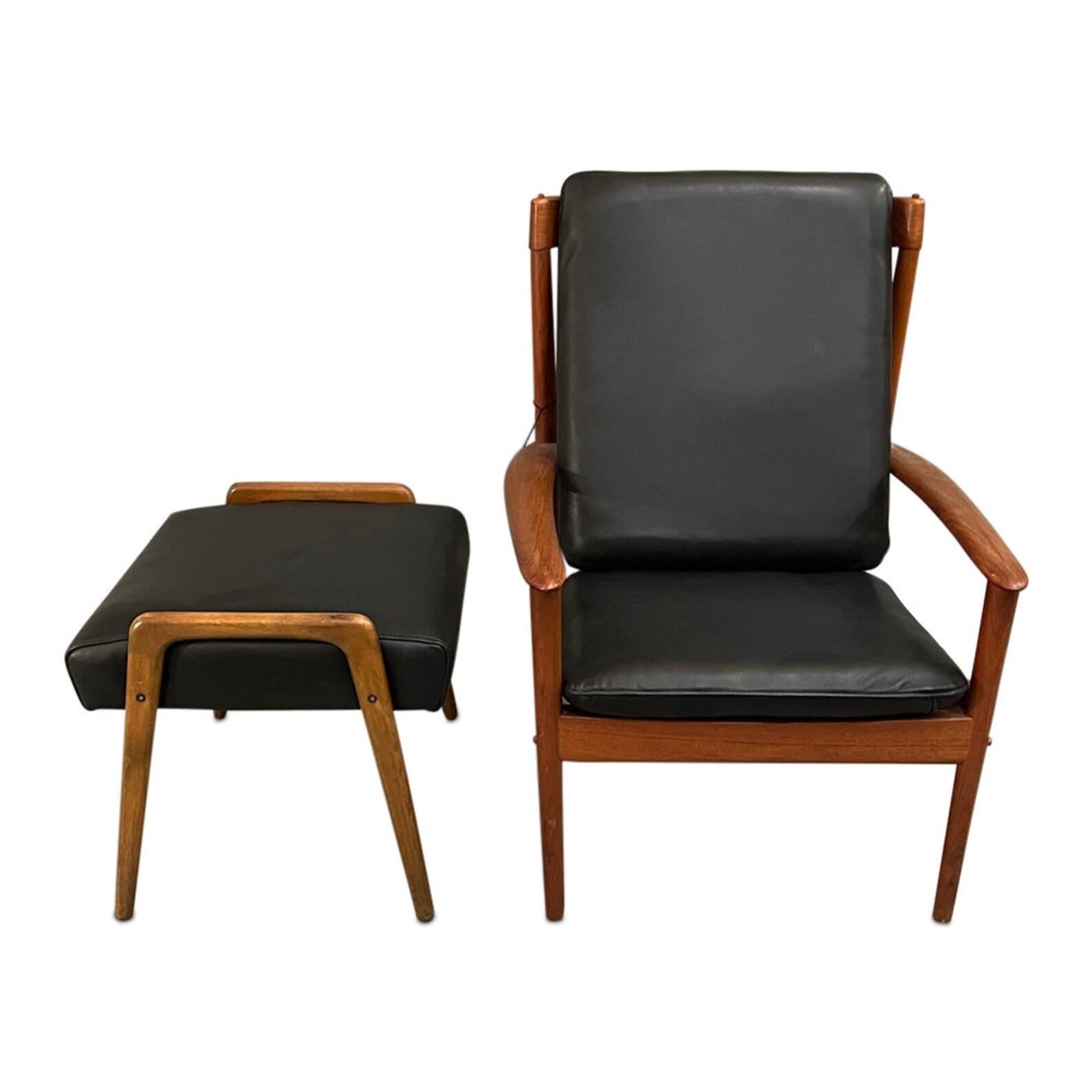 Midcentury Lounge Chair Model Pj 56 + Ottoman 1956s  1