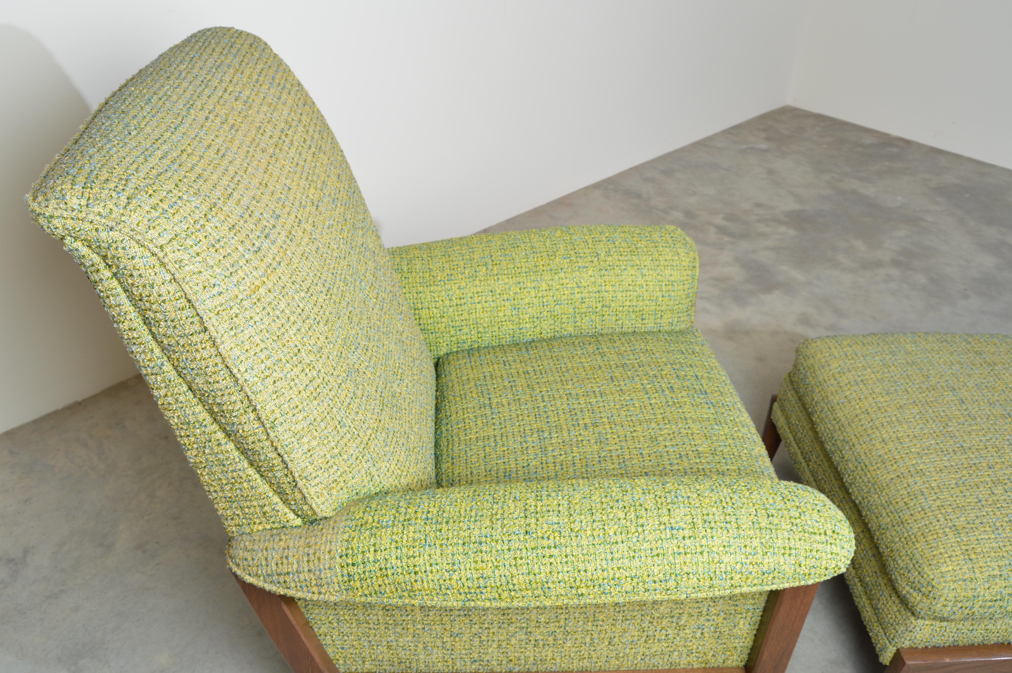 Fired Midcentury Lounge Chair and Ottoman by Kroehler after Paul McCobb