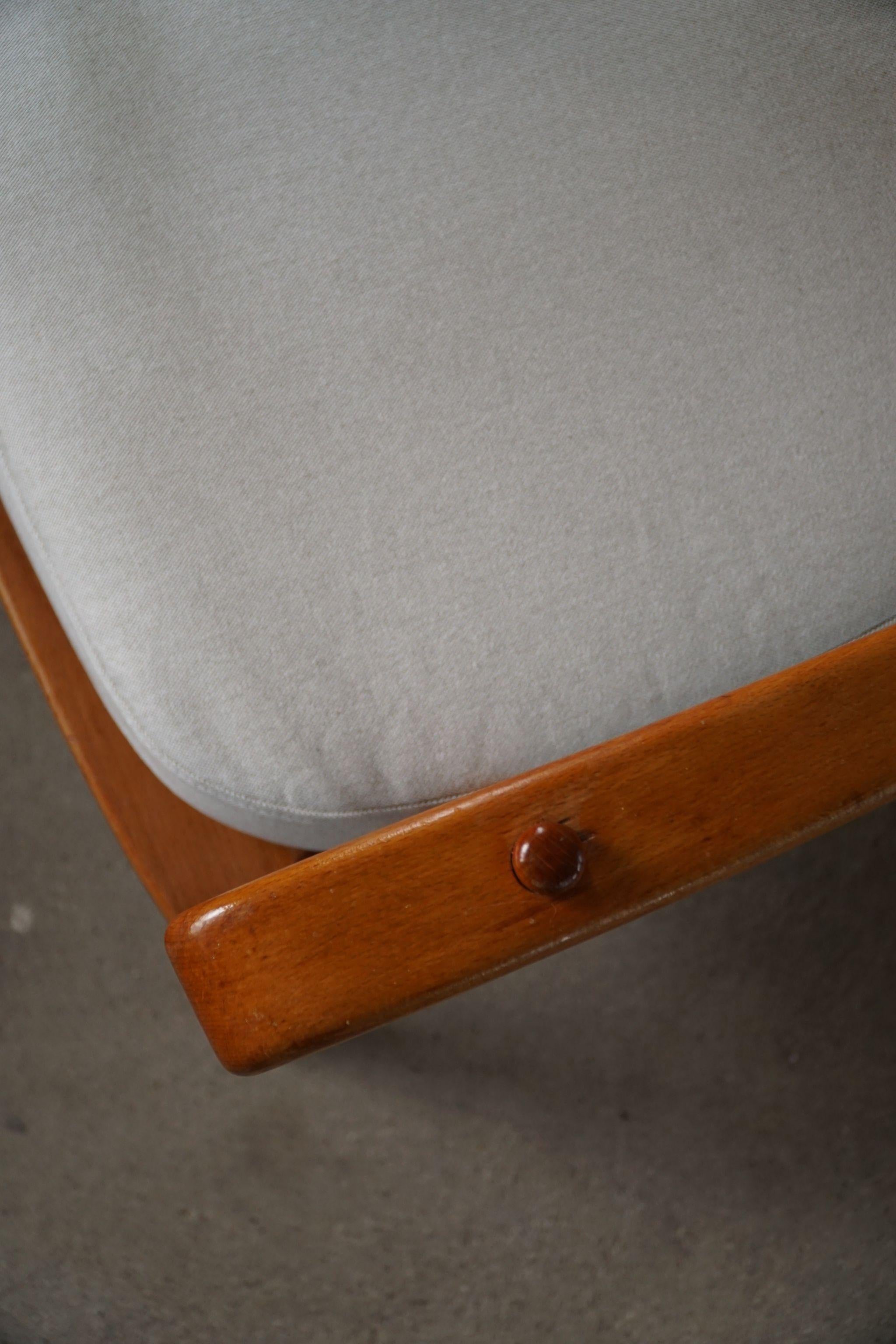 Scandinavian Modern Mid Century Lounge Chair, Reupolstered, Made by a Danish Cabinetmaker, 1960s