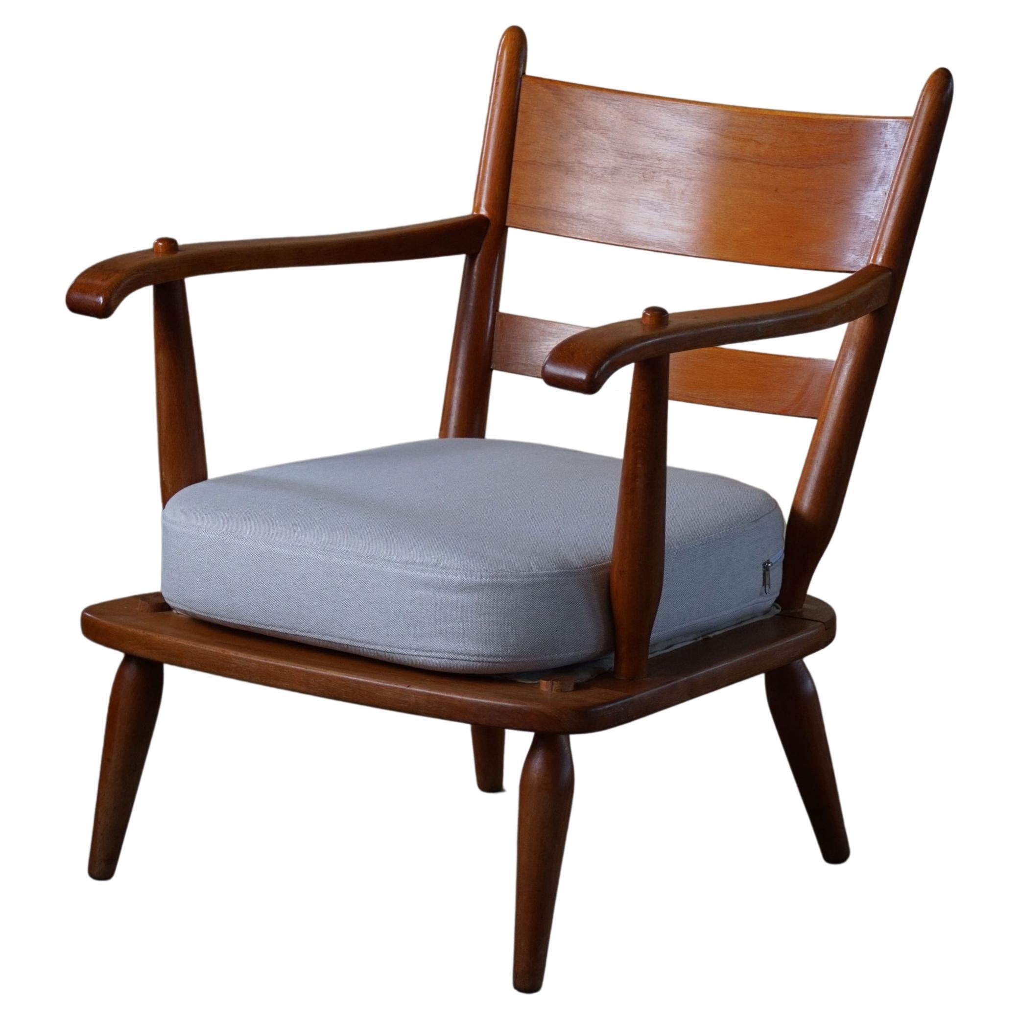 Mid Century Lounge Chair, Reupolstered, Made by a Danish Cabinetmaker, 1960s