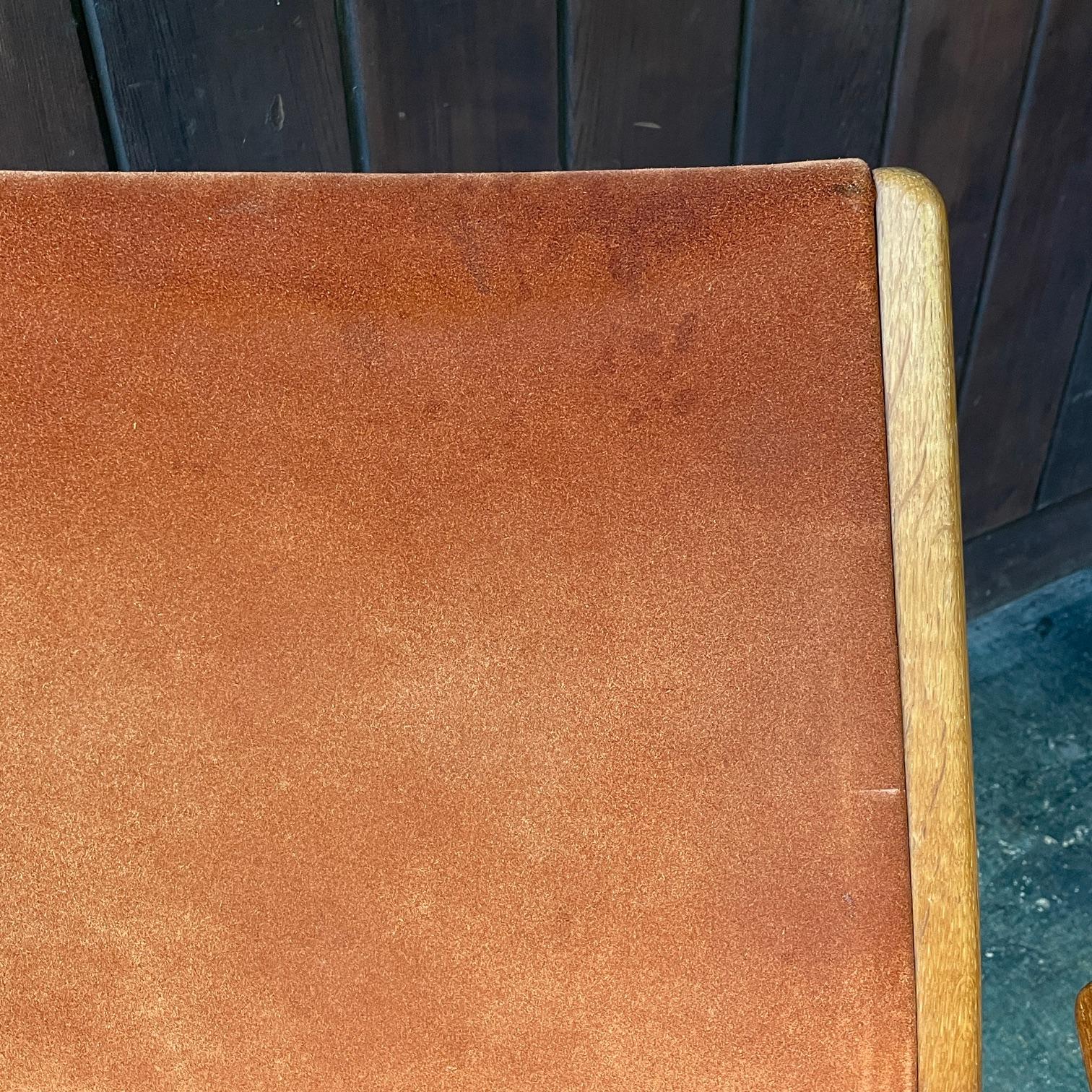 Chaise longue du milieu du siècle Rusty Cognac Daim Cuir Sling Swedese Yngve Ekstrom en vente 2