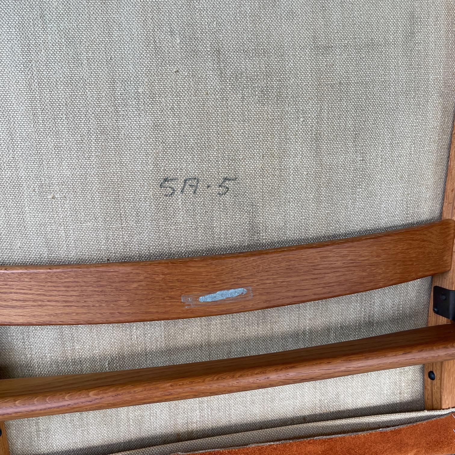 Chaise longue du milieu du siècle Rusty Cognac Daim Cuir Sling Swedese Yngve Ekstrom en vente 5