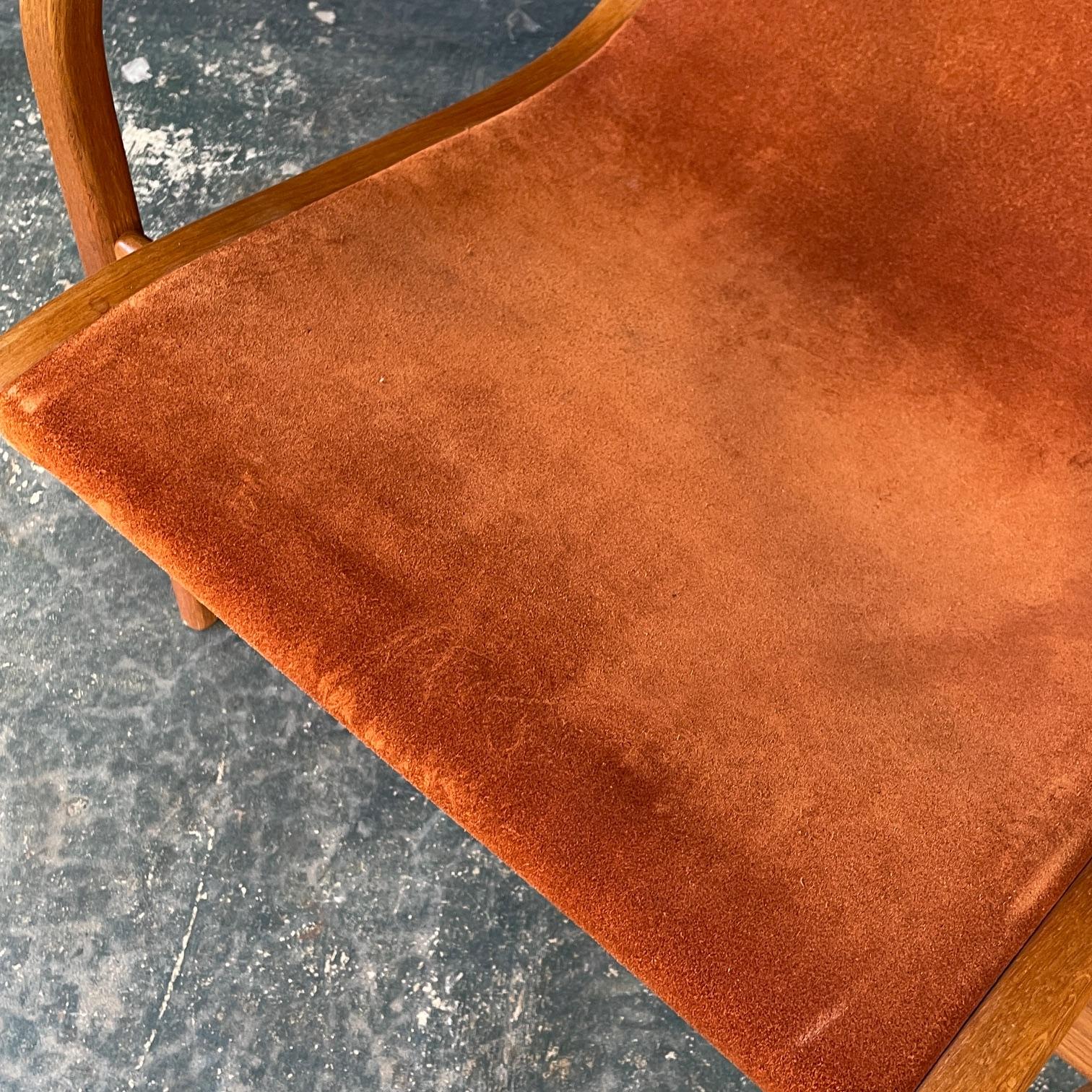 Chaise longue du milieu du siècle Rusty Cognac Daim Cuir Sling Swedese Yngve Ekstrom en vente 1