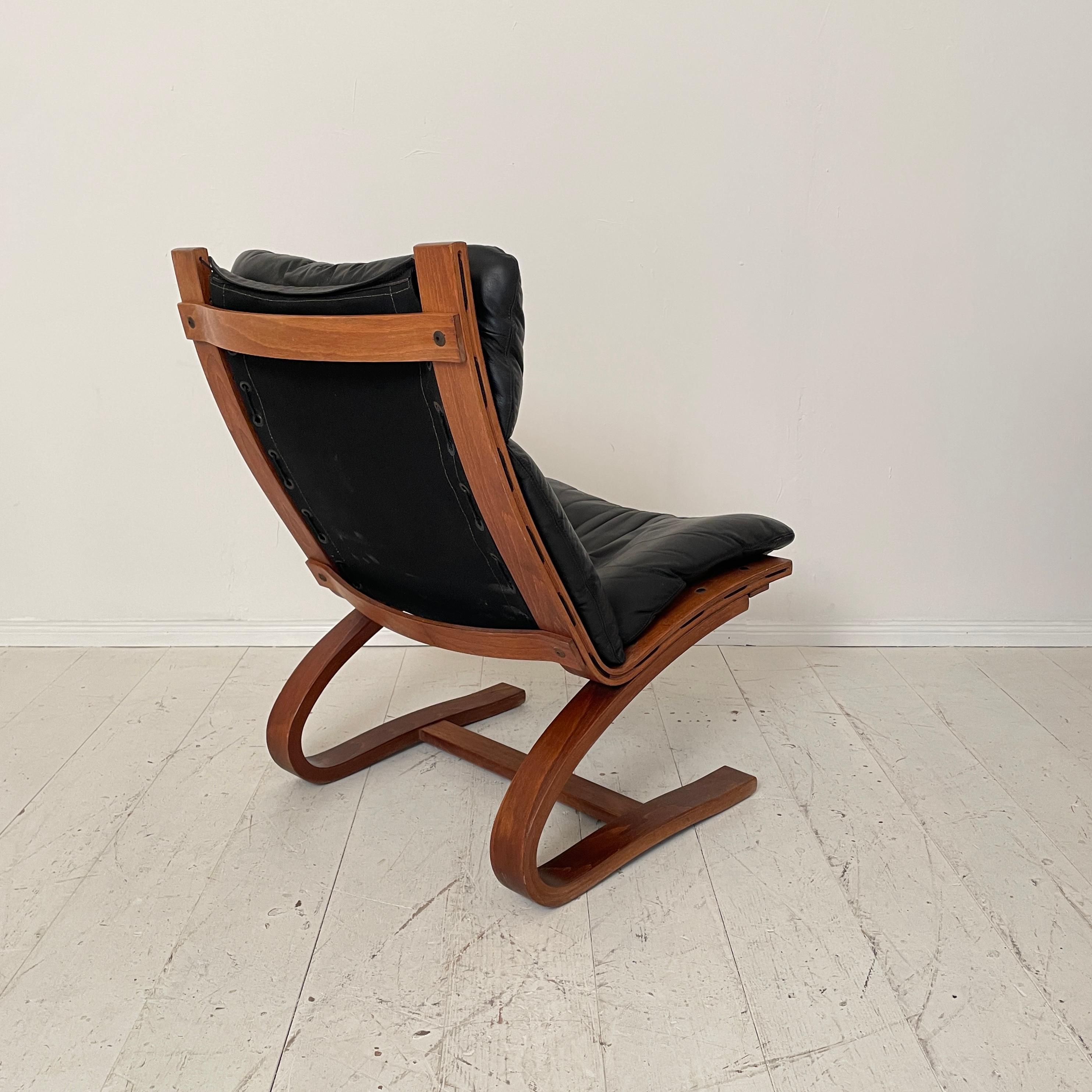 Mid-Century Lounge Chair “Siesta”, by Ingmar Relling for Westnofa Black, 1970s 3