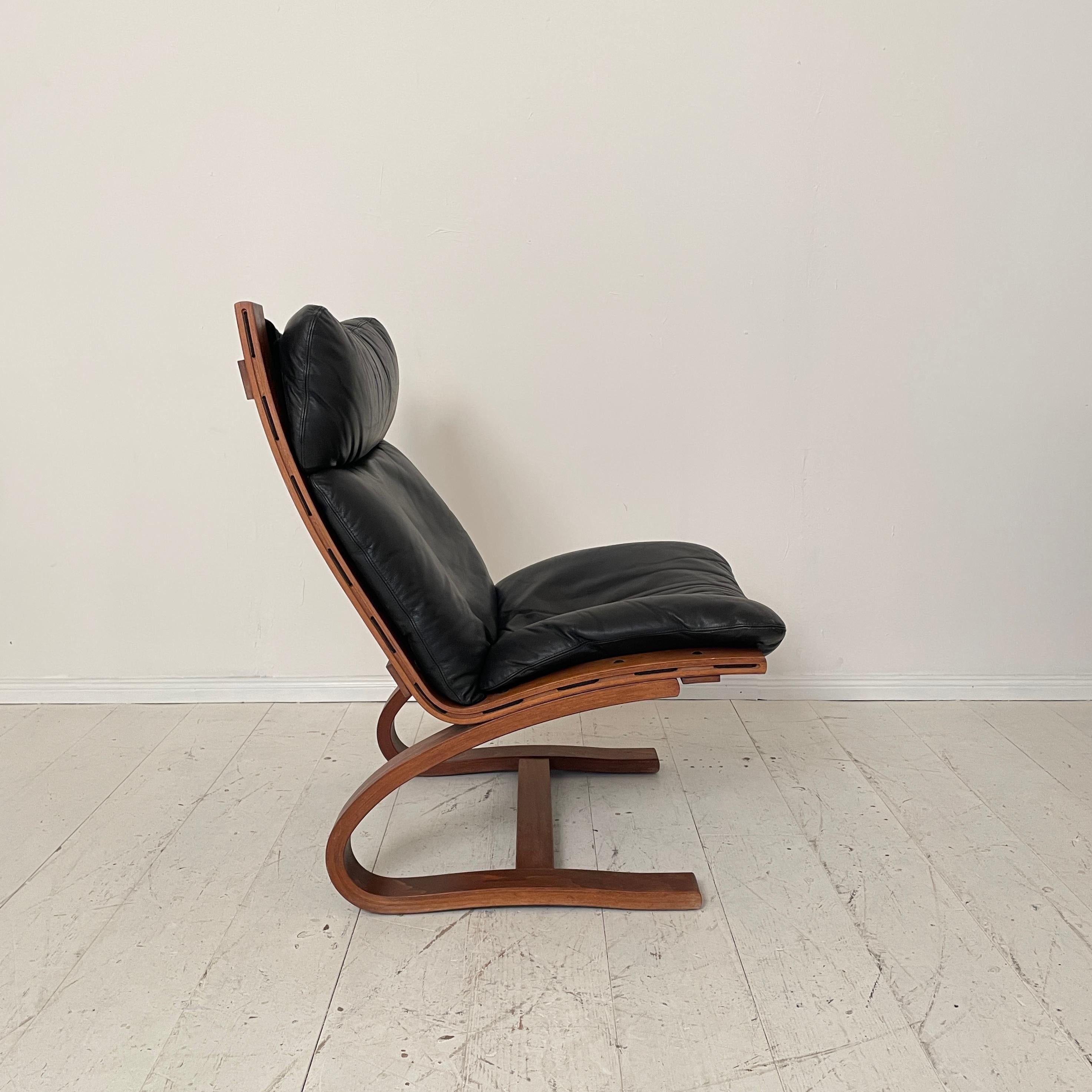 Mid-Century Lounge Chair “Siesta”, by Ingmar Relling for Westnofa Black, 1970s 4