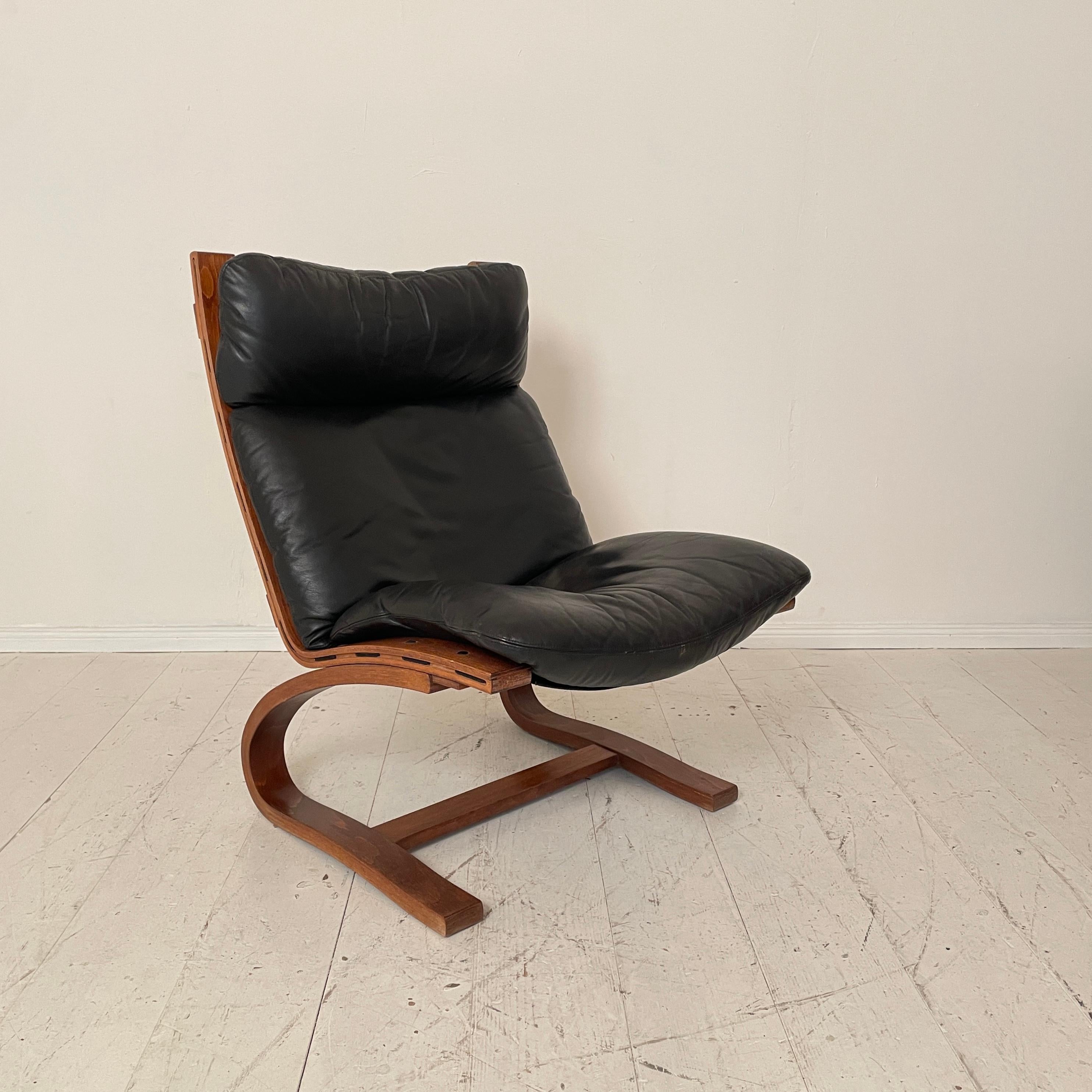 Mid-Century Lounge Chair “Siesta”, by Ingmar Relling for Westnofa Black, 1970s 5