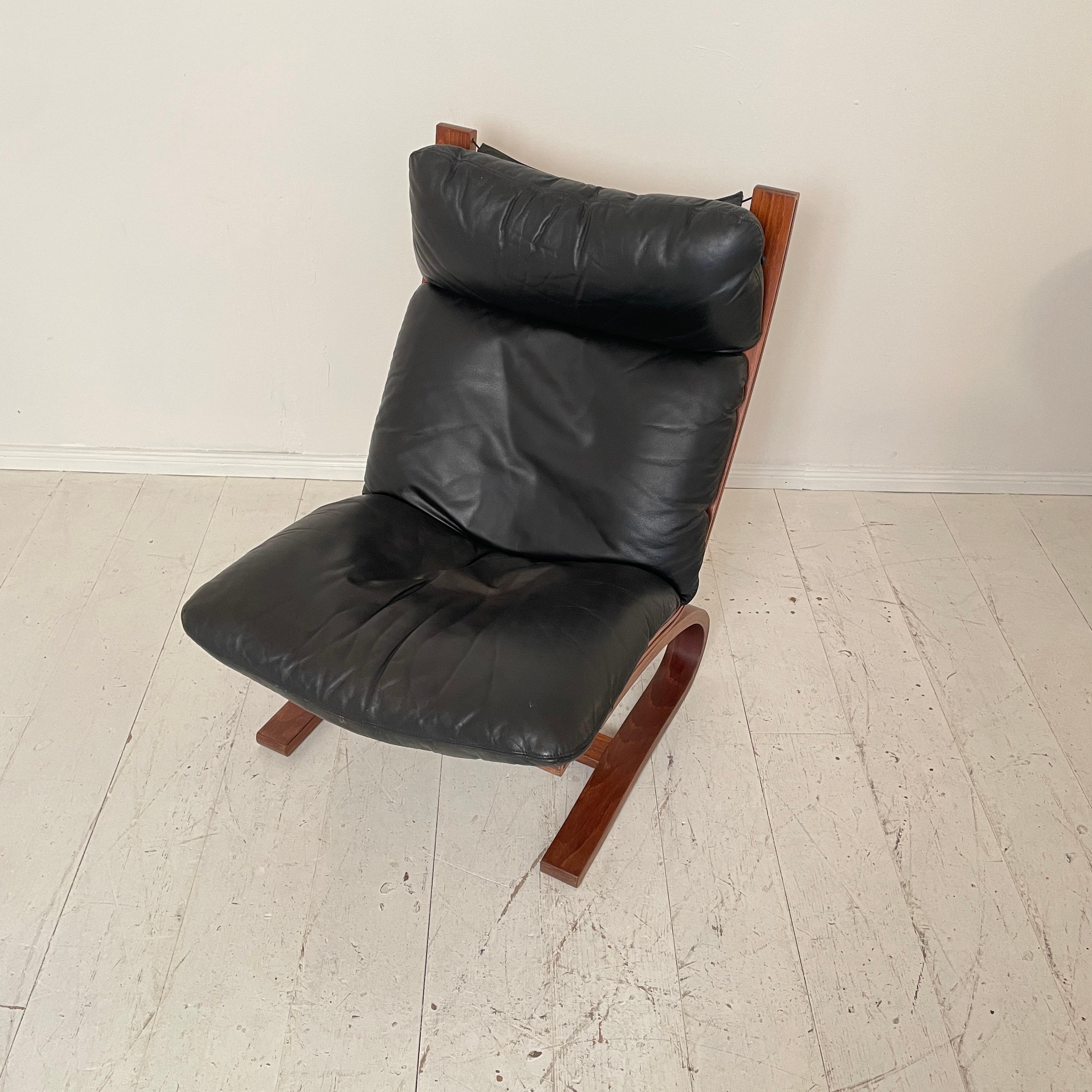 Mid-Century Modern Mid-Century Lounge Chair “Siesta”, by Ingmar Relling for Westnofa Black, 1970s