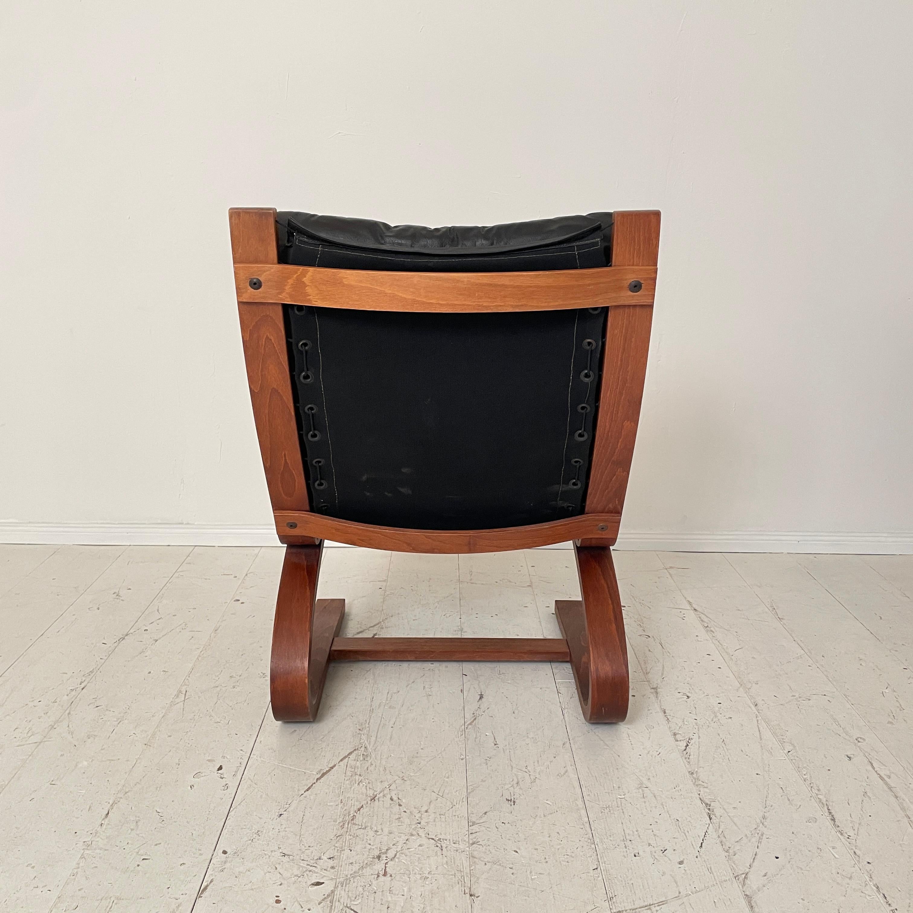 Mid-Century Lounge Chair “Siesta”, by Ingmar Relling for Westnofa Black, 1970s 2