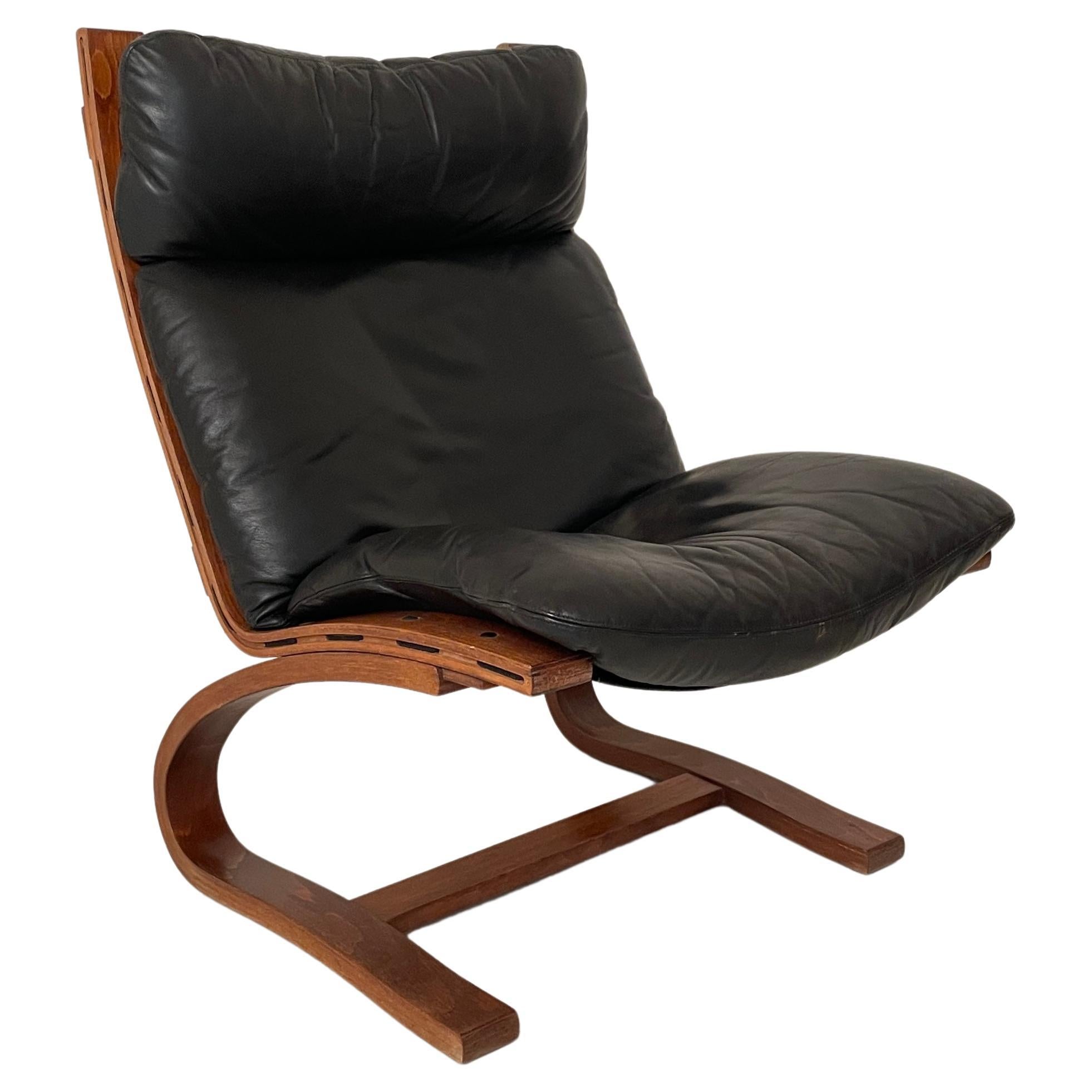 Mid-Century Lounge Chair “Siesta”, by Ingmar Relling for Westnofa Black, 1970s
