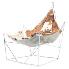 Mid-Century Lounge Chair with Cowskin seat by Odile Mir, France, 1972