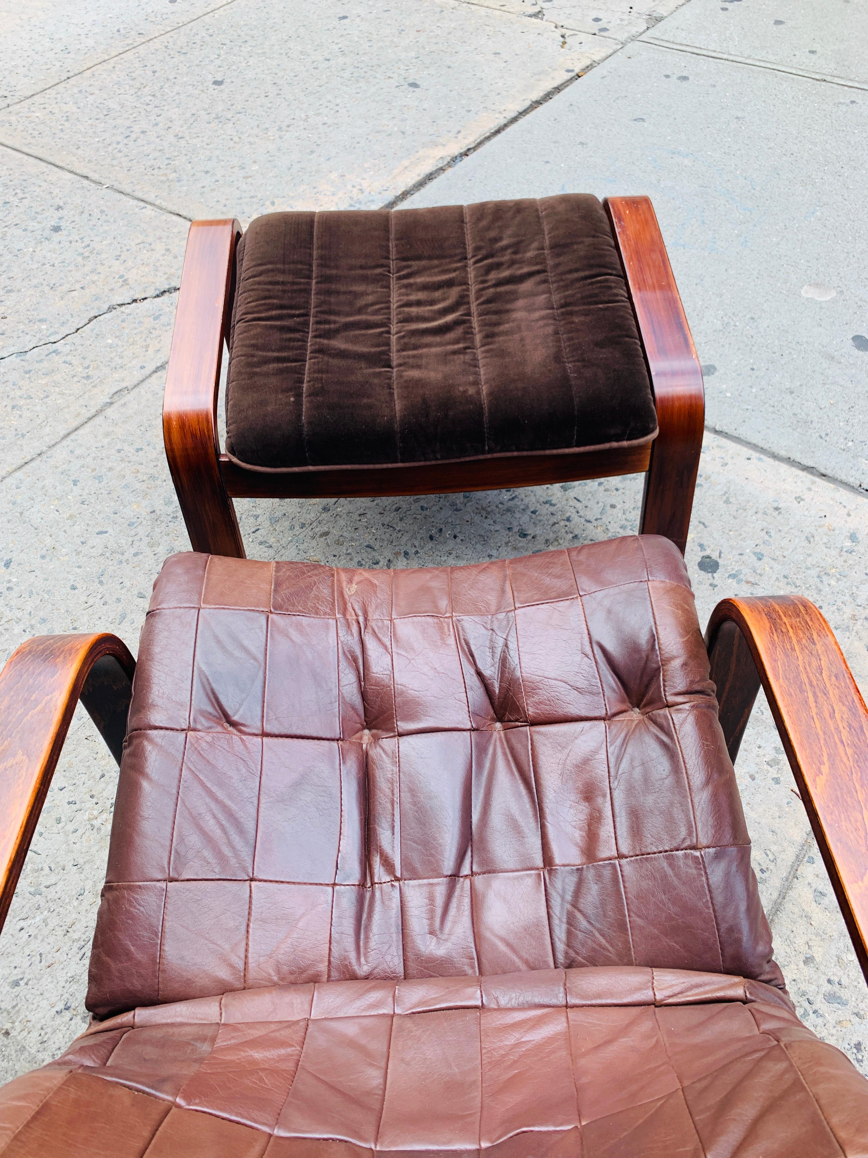 European Midcentury Lounge Chair with Ottoman