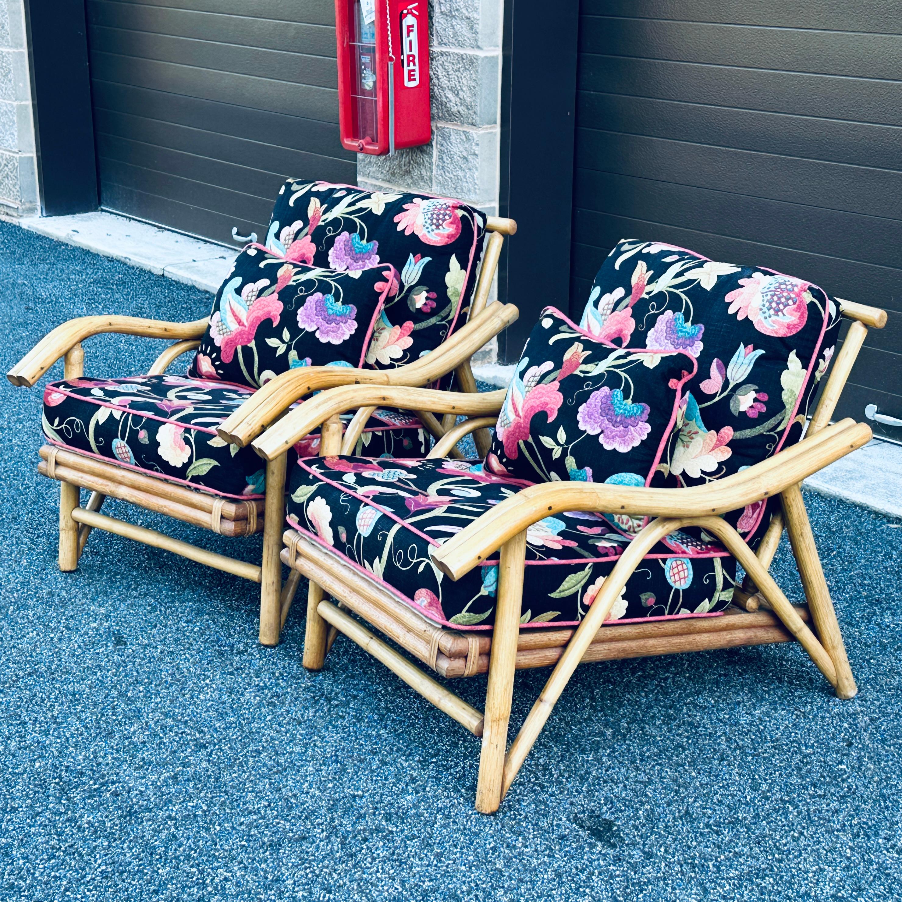 Mid-Century Lounge Chairs by Superior Reed & Rattan For Sale 3