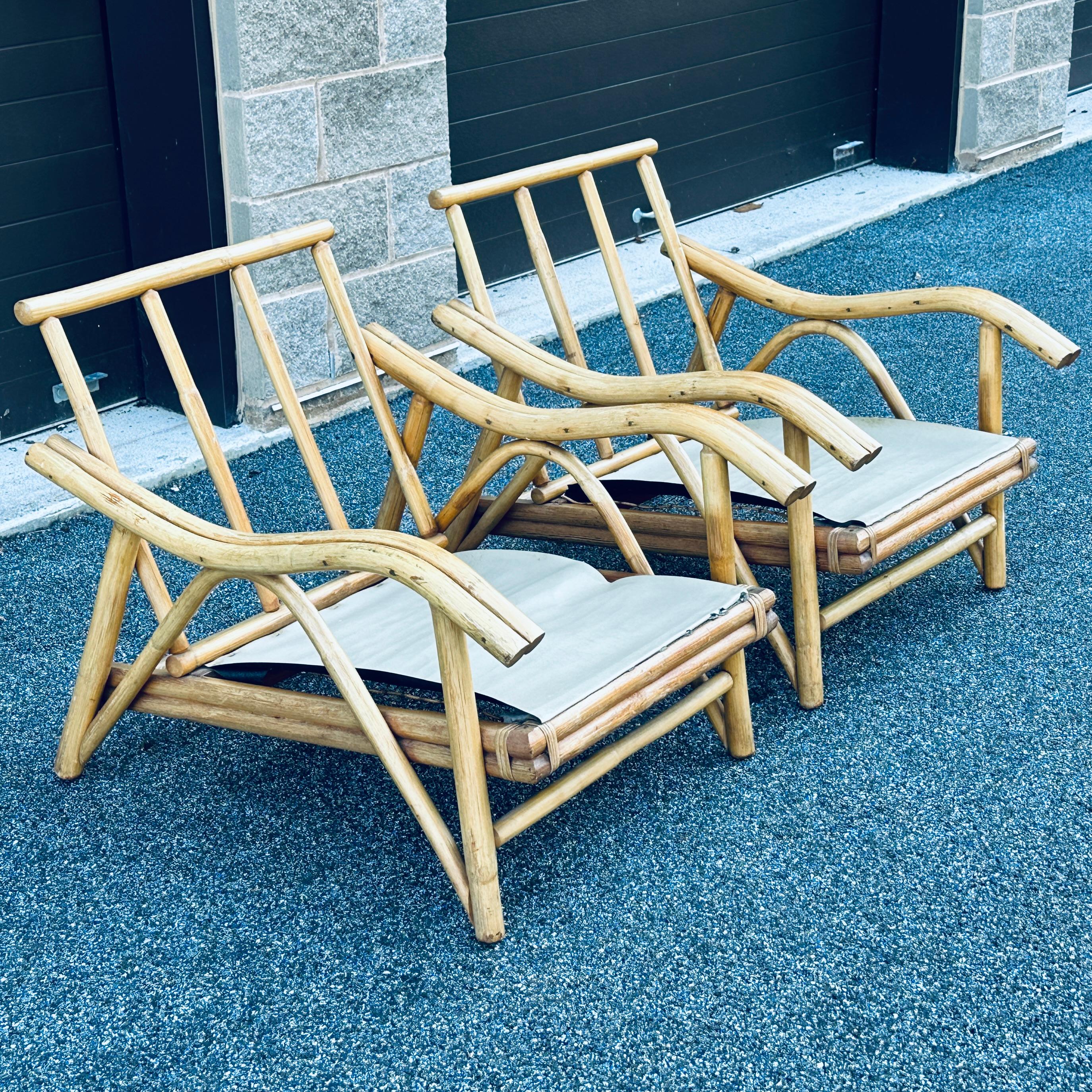 Mid-Century Modern Mid-Century Lounge Chairs by Superior Reed & Rattan For Sale