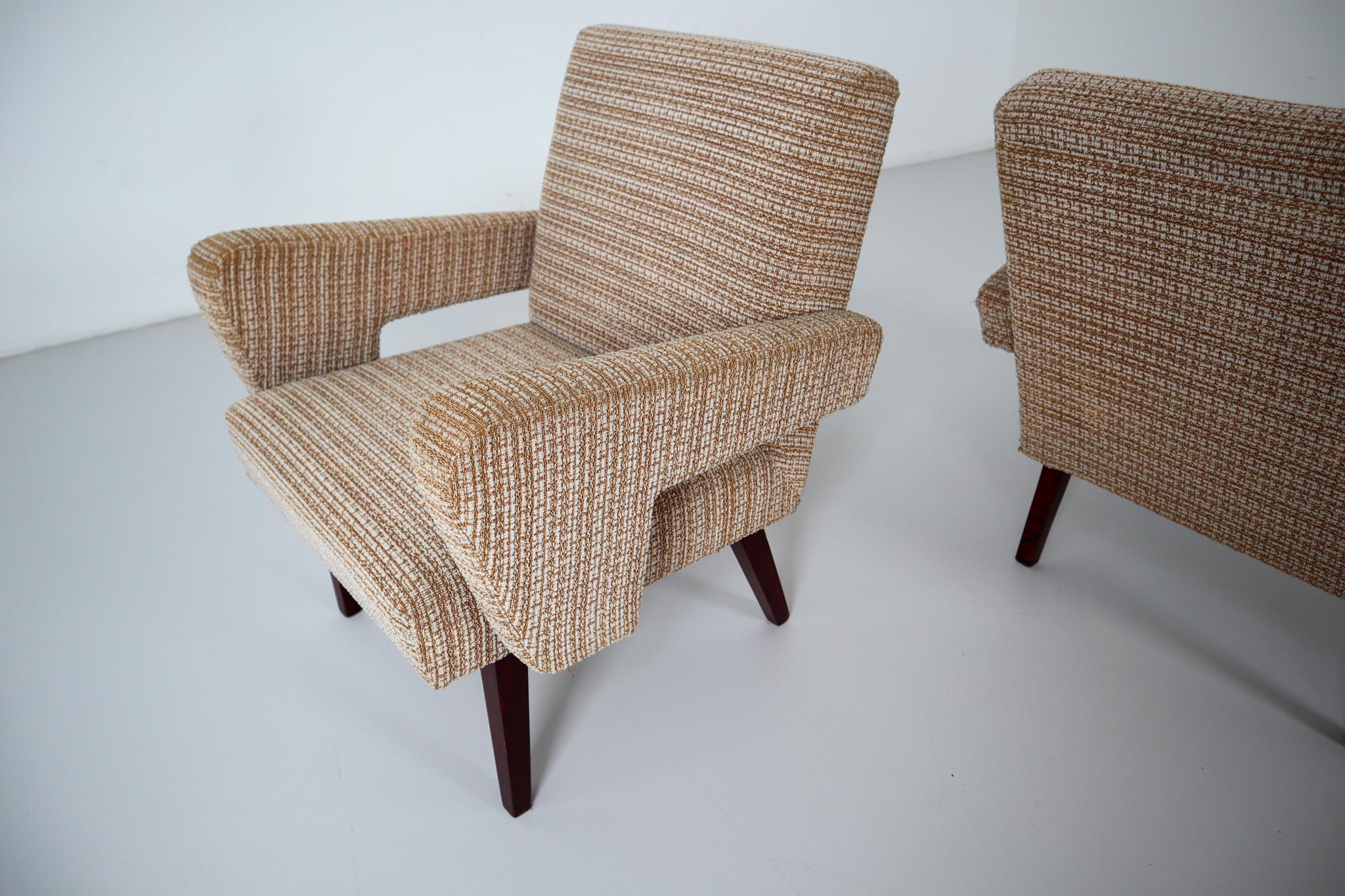 Fabric Midcentury Lounge Chairs Czech Republic, 1960
