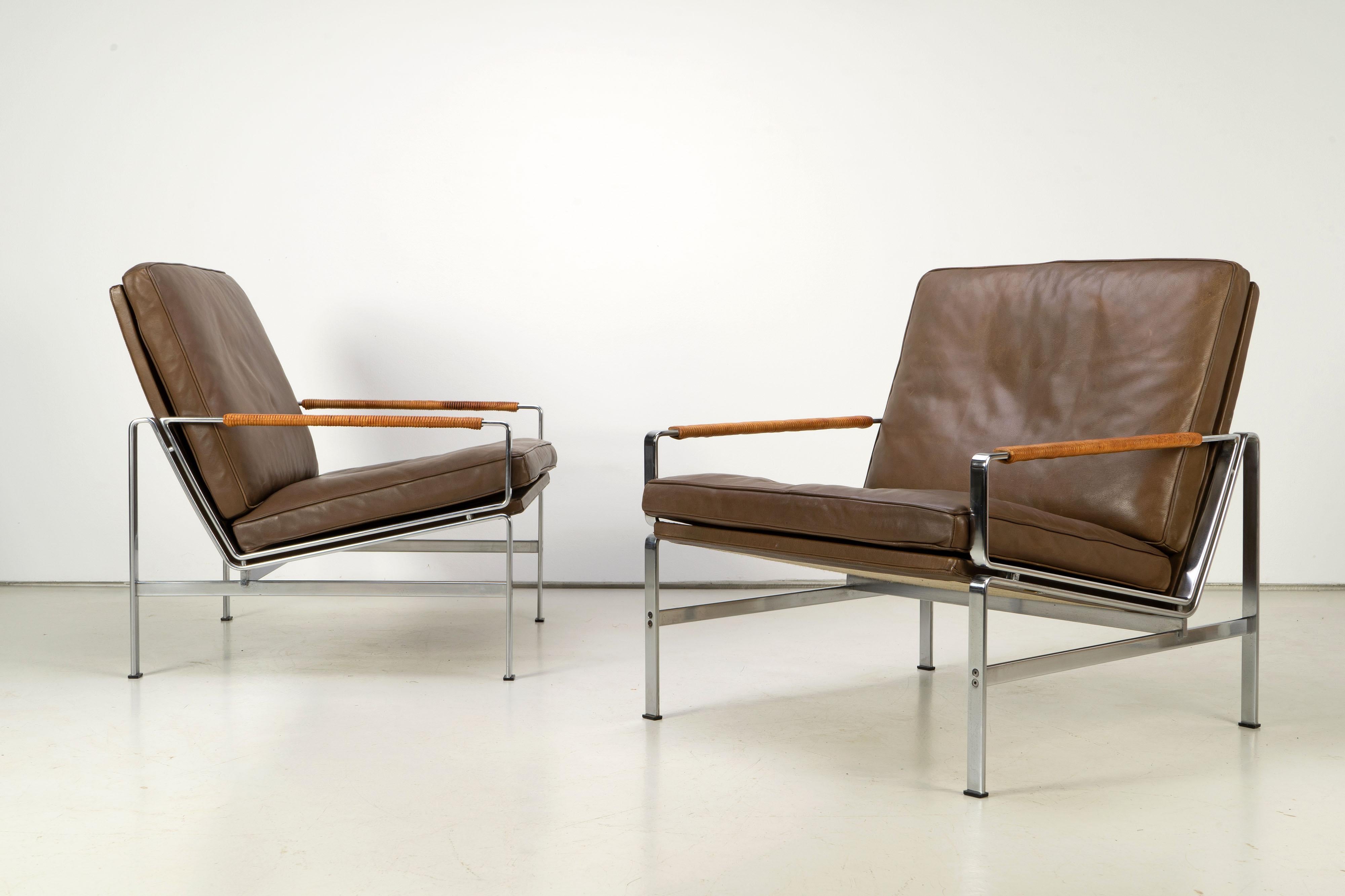 Set of two lounge chairs by Preben Fabricius and Jørgen Kastholm. Great original condition with beautiful patina.