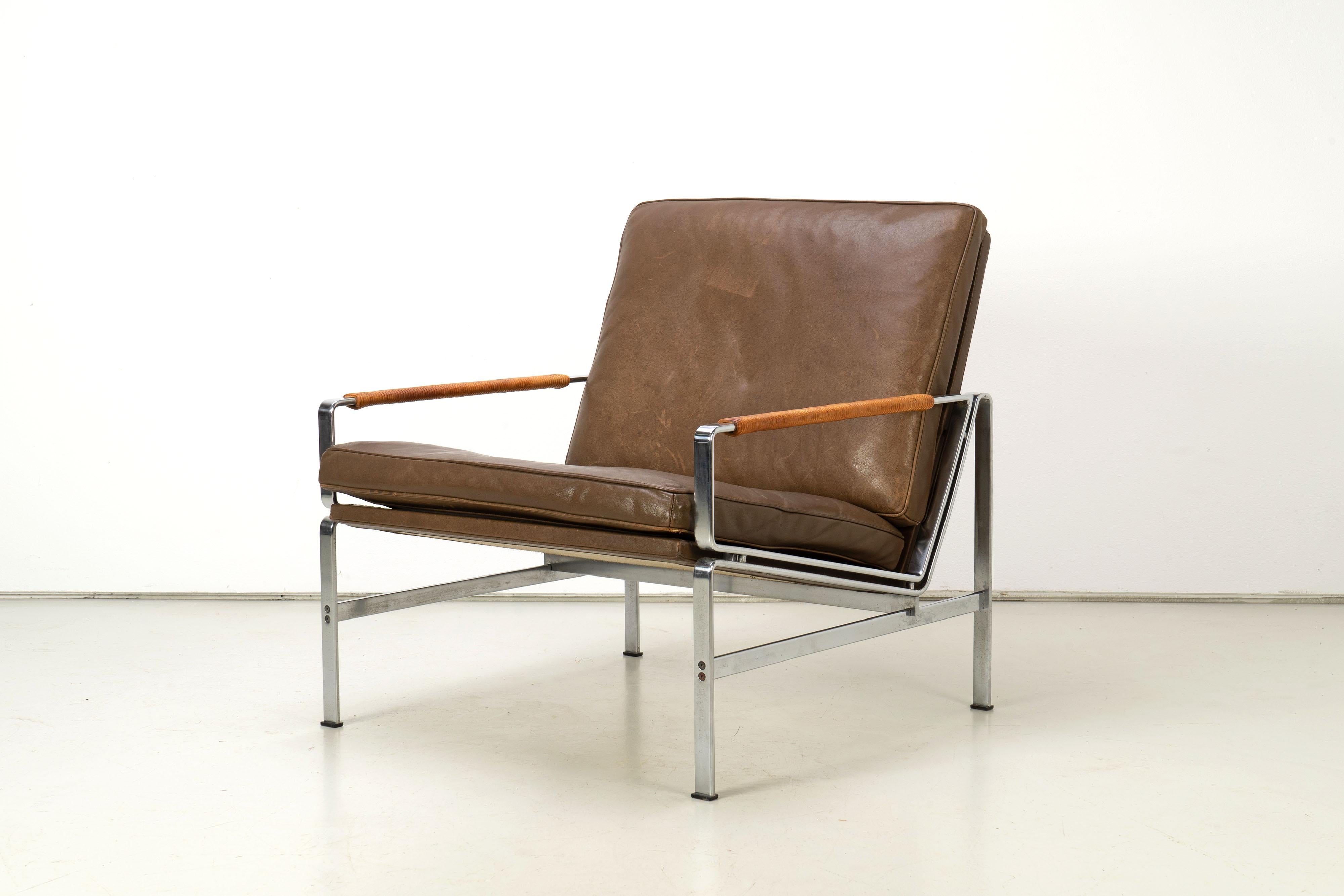 Mid-Century Modern Mid-Century Lounge Chairs FK 6720 by Fabricius & Kastholm Kill Brown Leather For Sale