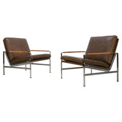 Mid-Century Lounge Chairs FK 6720 by Fabricius & Kastholm Kill Brown Leather
