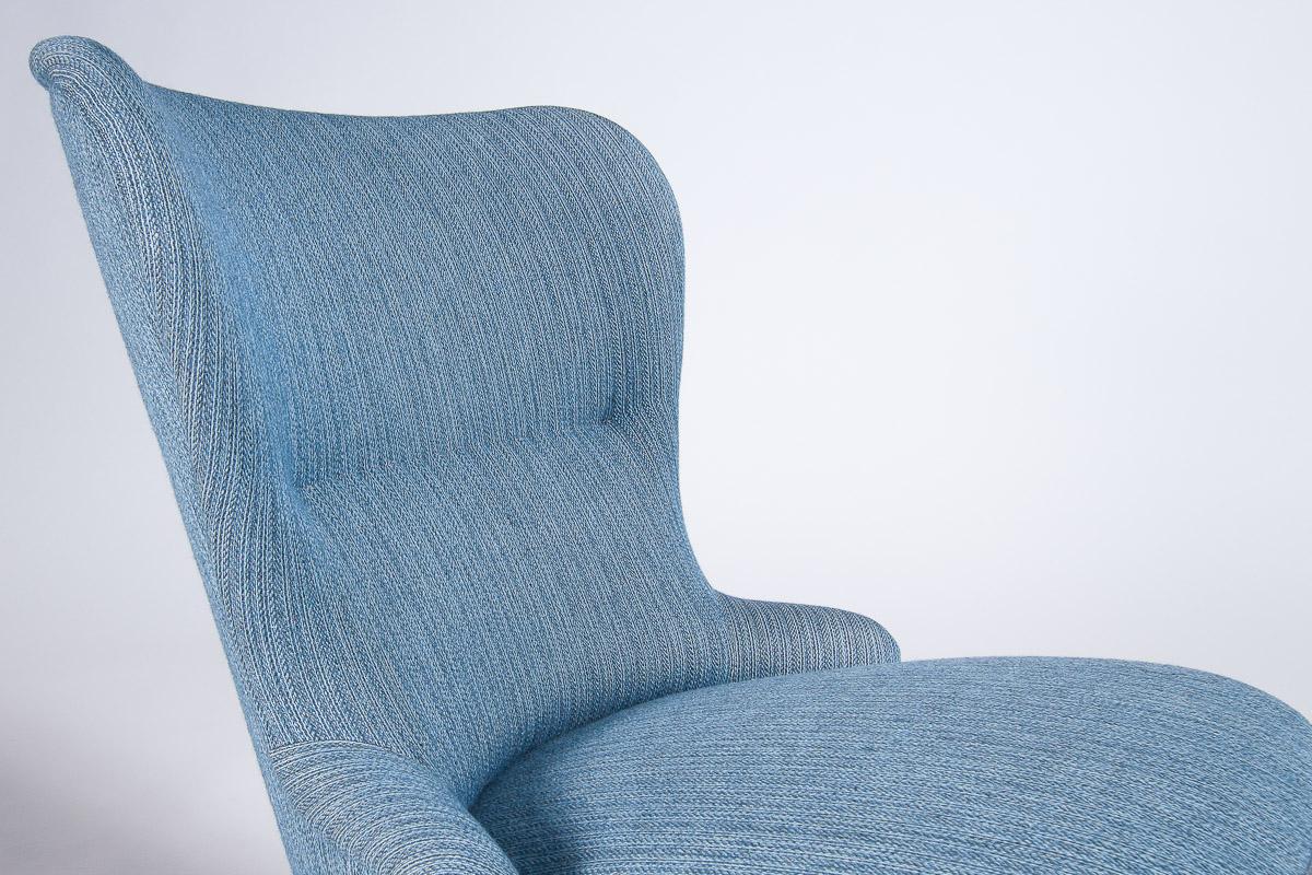 Mid-20th Century Mid Century Lounge Chairs in Blue Wool & Oak, Swedish Design 1950’s