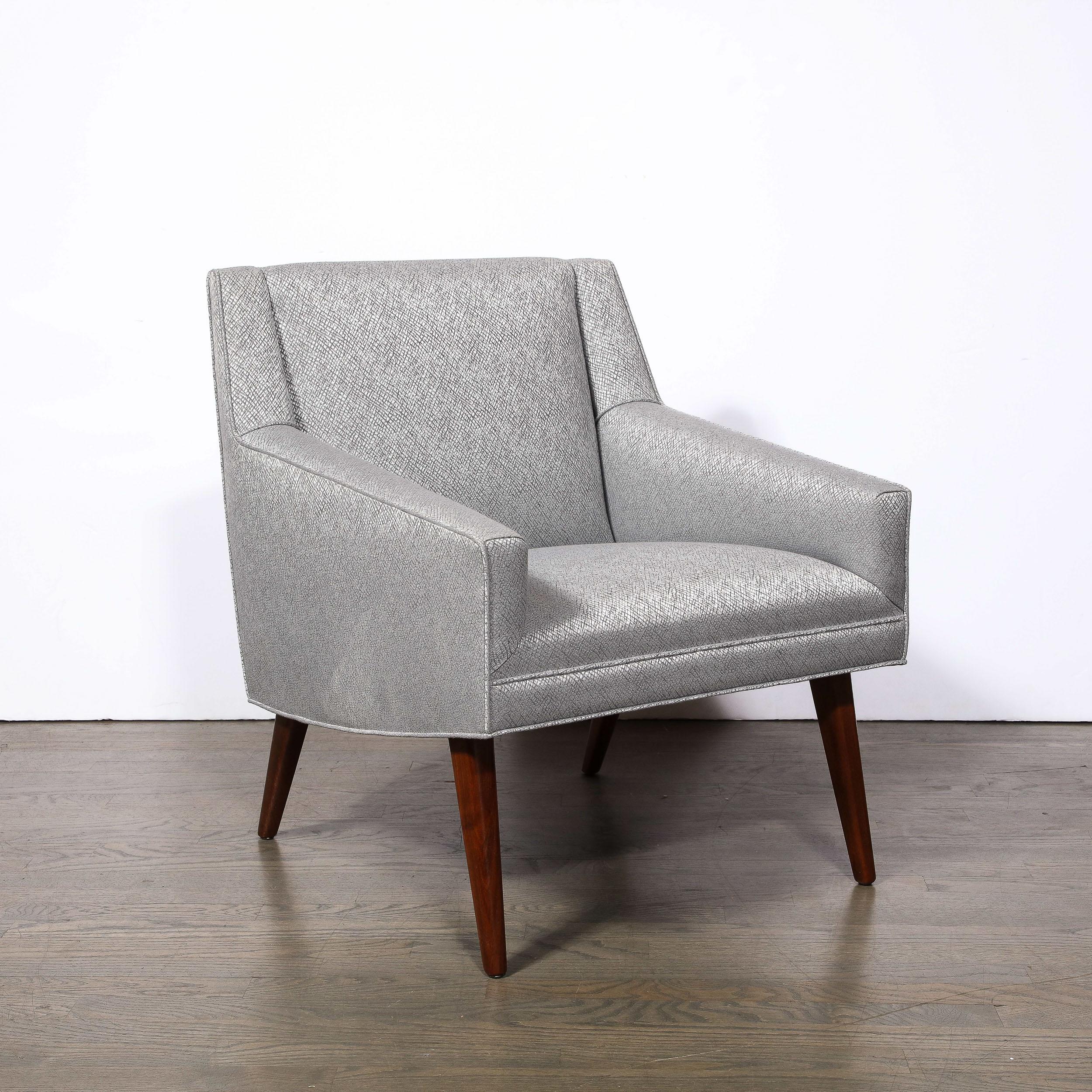 Mid-Century Lounge Chairs in Holly Hunt Fabric & Tapered Hand-Rubbed Walnut Legs For Sale 5