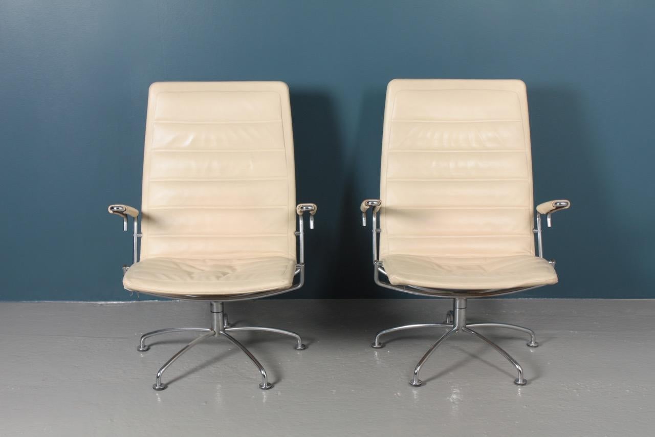Scandinavian Modern Midcentury Lounge Chairs in Leather by Jens Amundsen, Danish Design 1970s