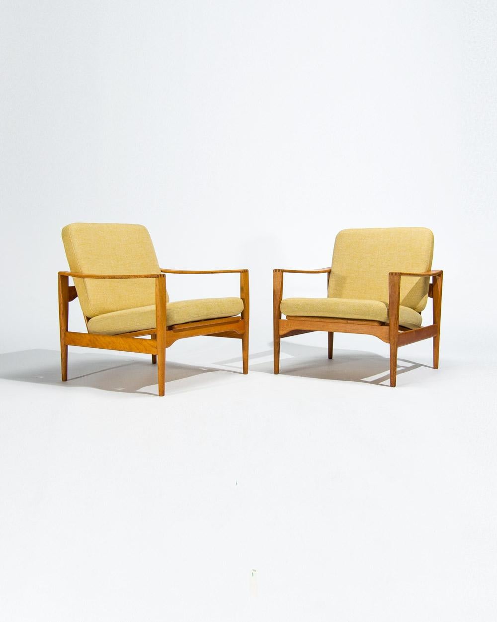 Mid Century Lounge Chairs in Oak by Niels Koefoed, Danish Design 1950’s For Sale 7
