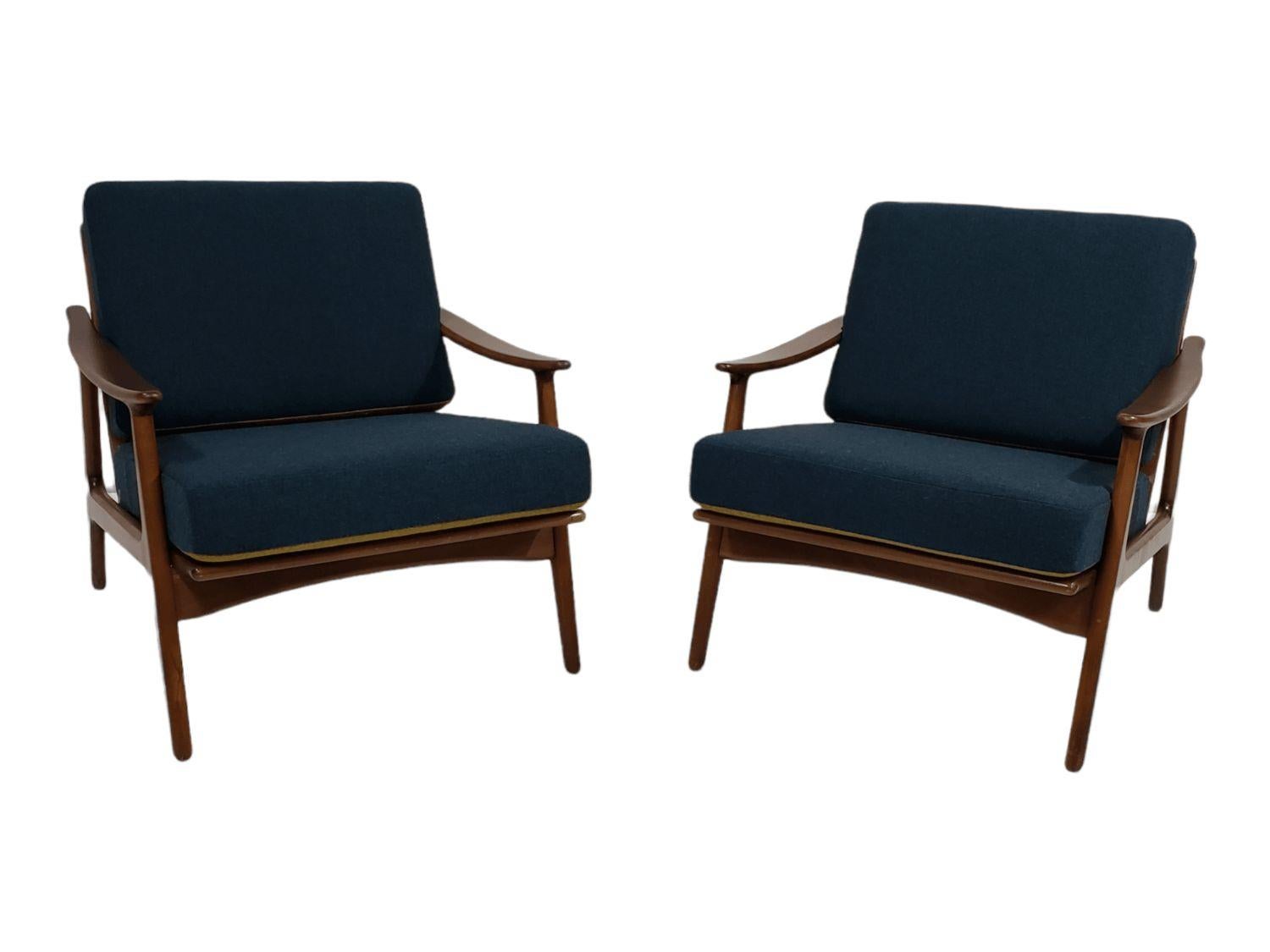 Mid Century Lounge Chairs with Reversible Cushions 2