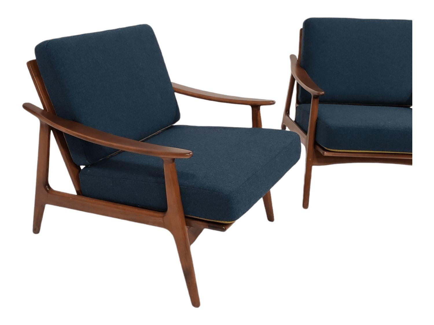 Mid Century Lounge Chairs with Reversible Cushions 3