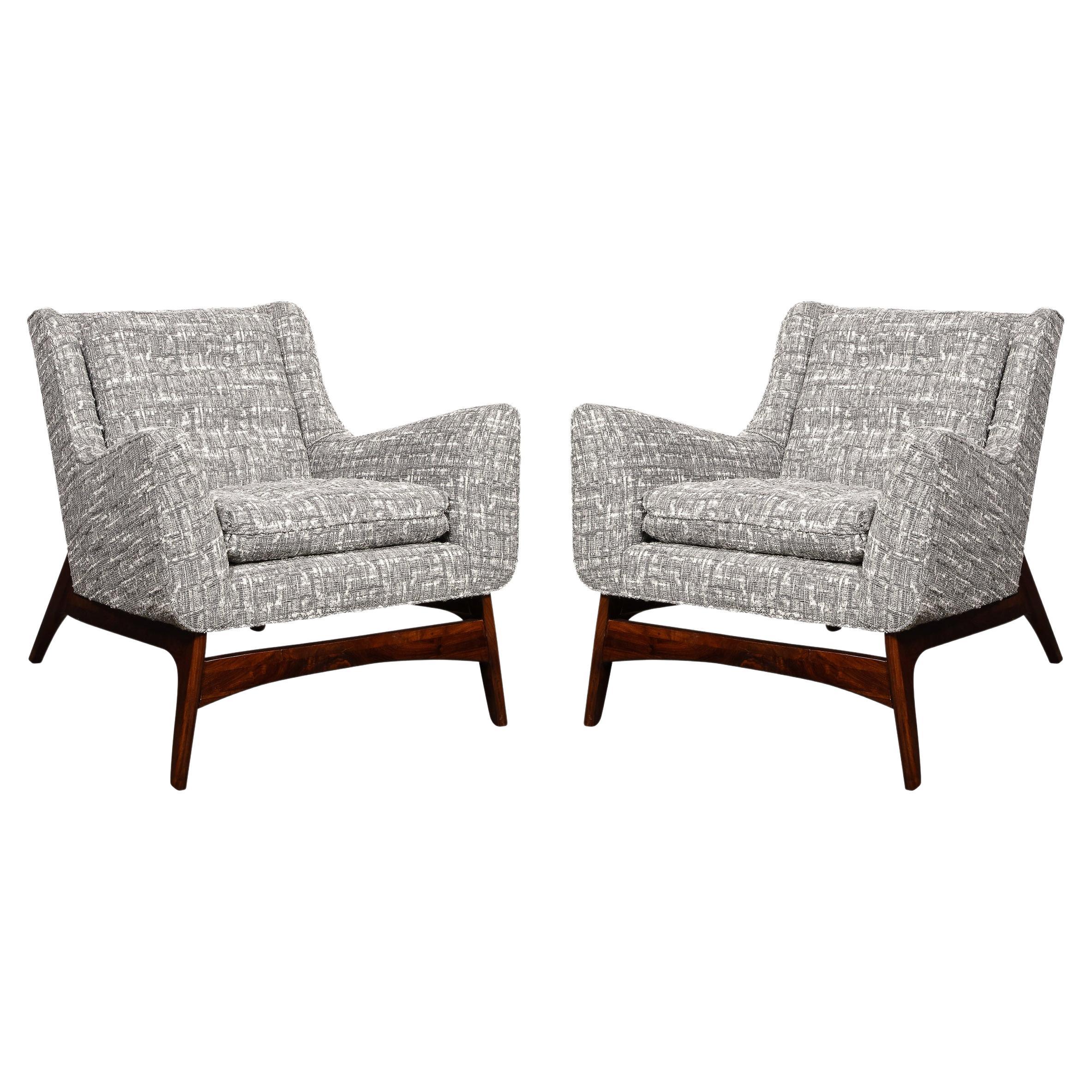 MCM Gerry Zanck for Gregori Sculpted Walnut Lounge Chair with splayed