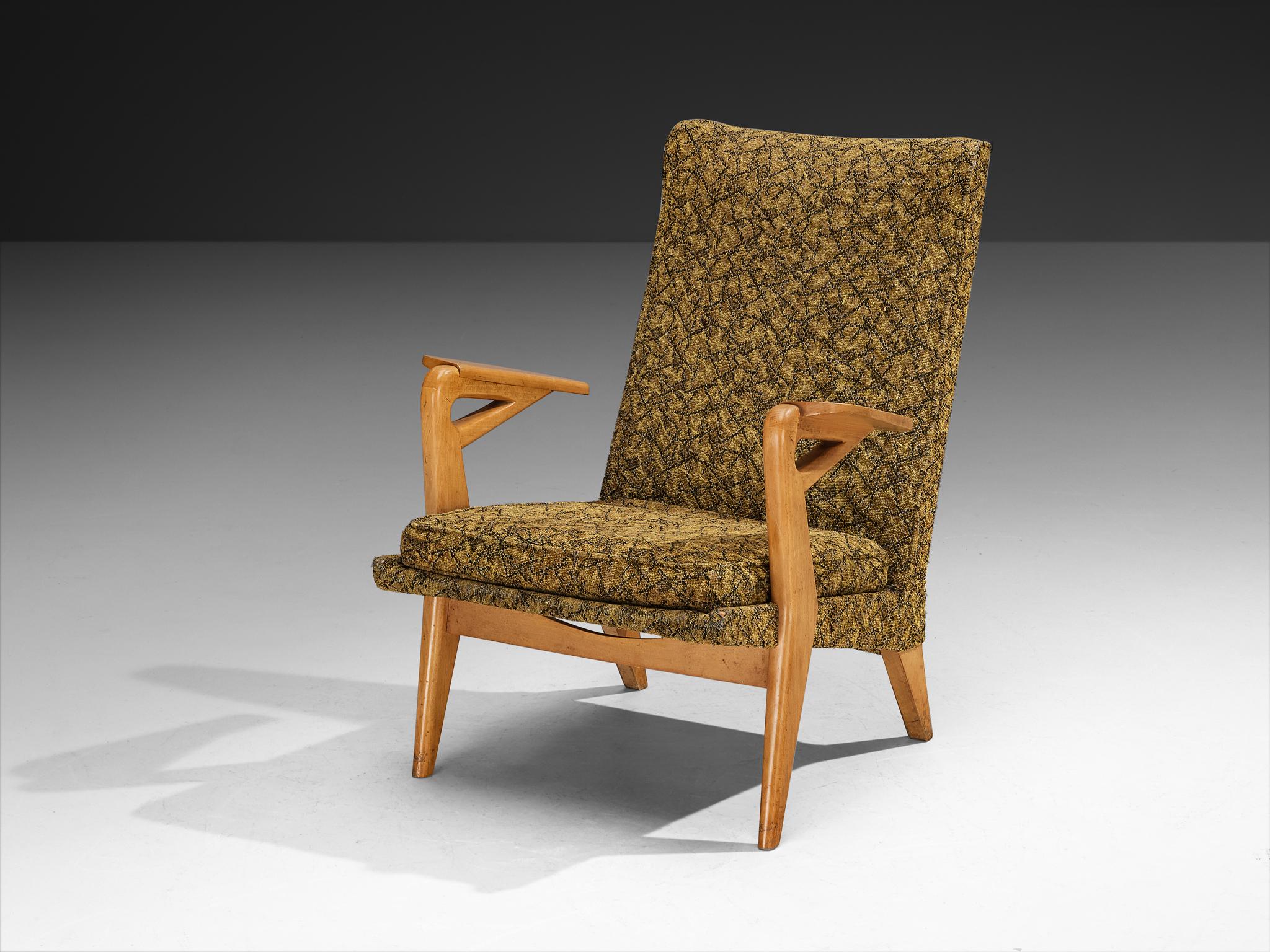 Sillas de salón de mediados de siglo con marcos de madera escultóricos en Bueno estado para la venta en Waalwijk, NL