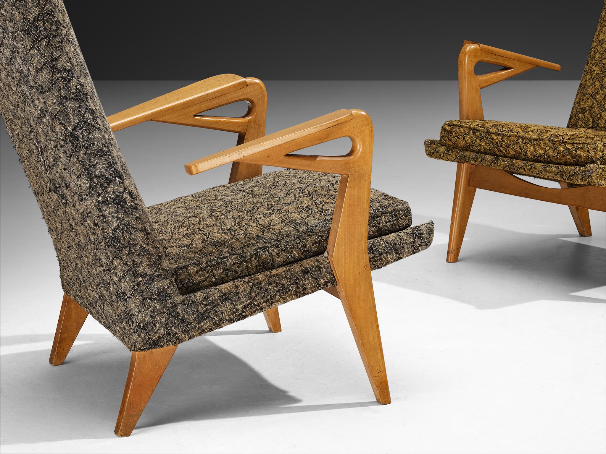 Sillas de salón de mediados de siglo con marcos de madera escultóricos mediados del siglo XX en venta