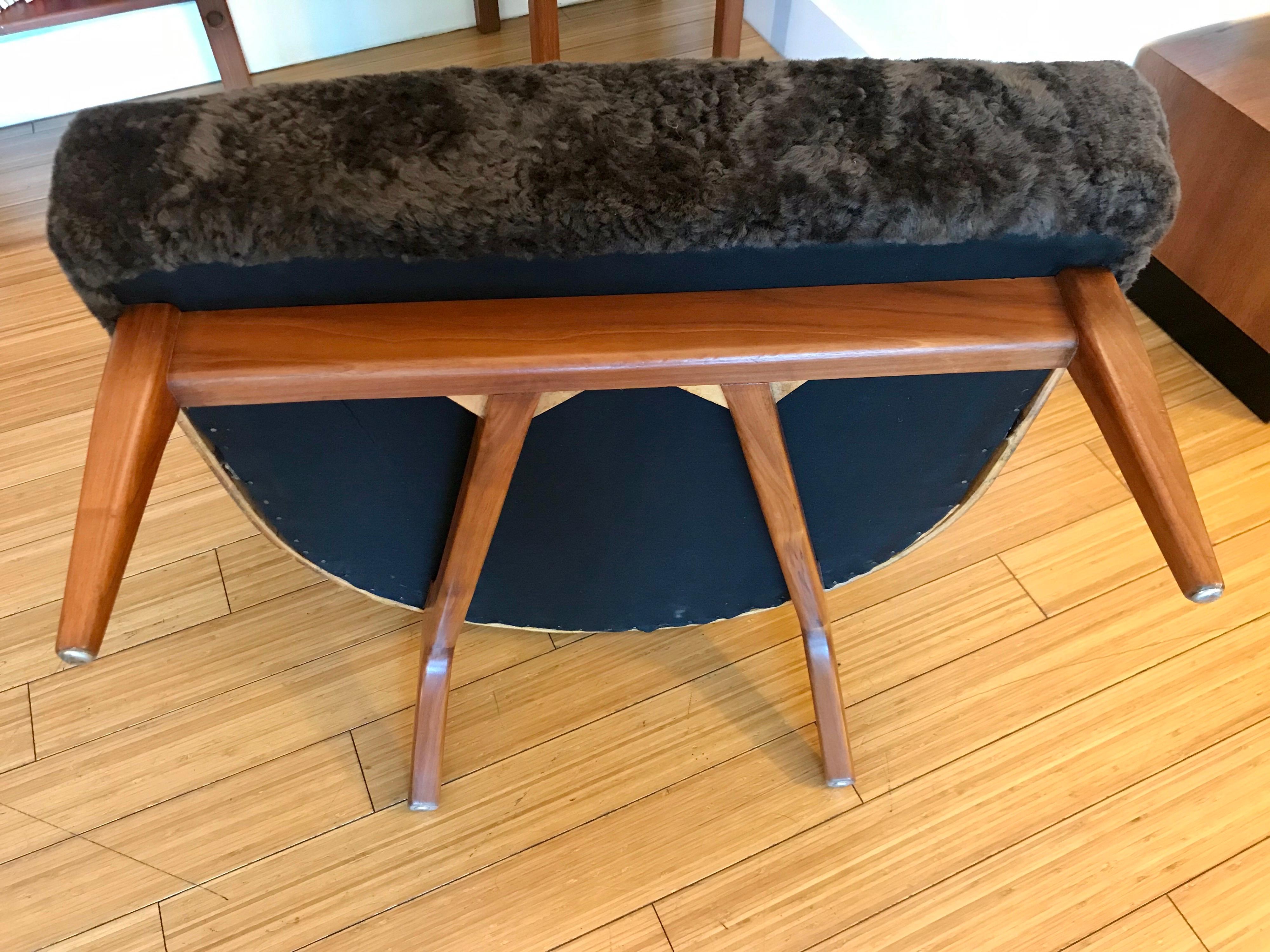 Bent Wood Lounge Chairs with Sheepskin Upholstery, 20th Century 5