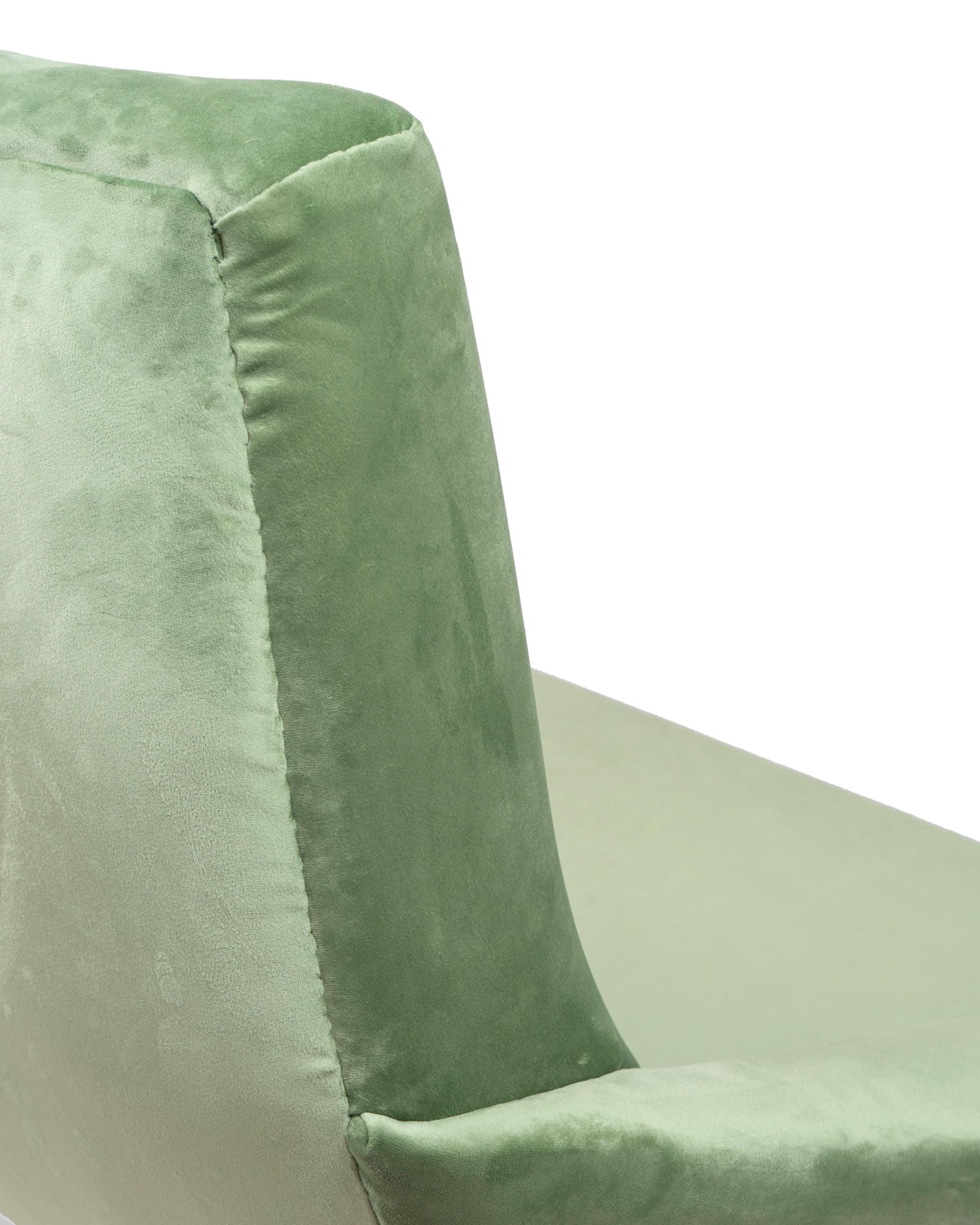 20th Century Mid Century Lounge Sofa in Re-Upholstered Green Velvet by Guy Besnard, 1960's
