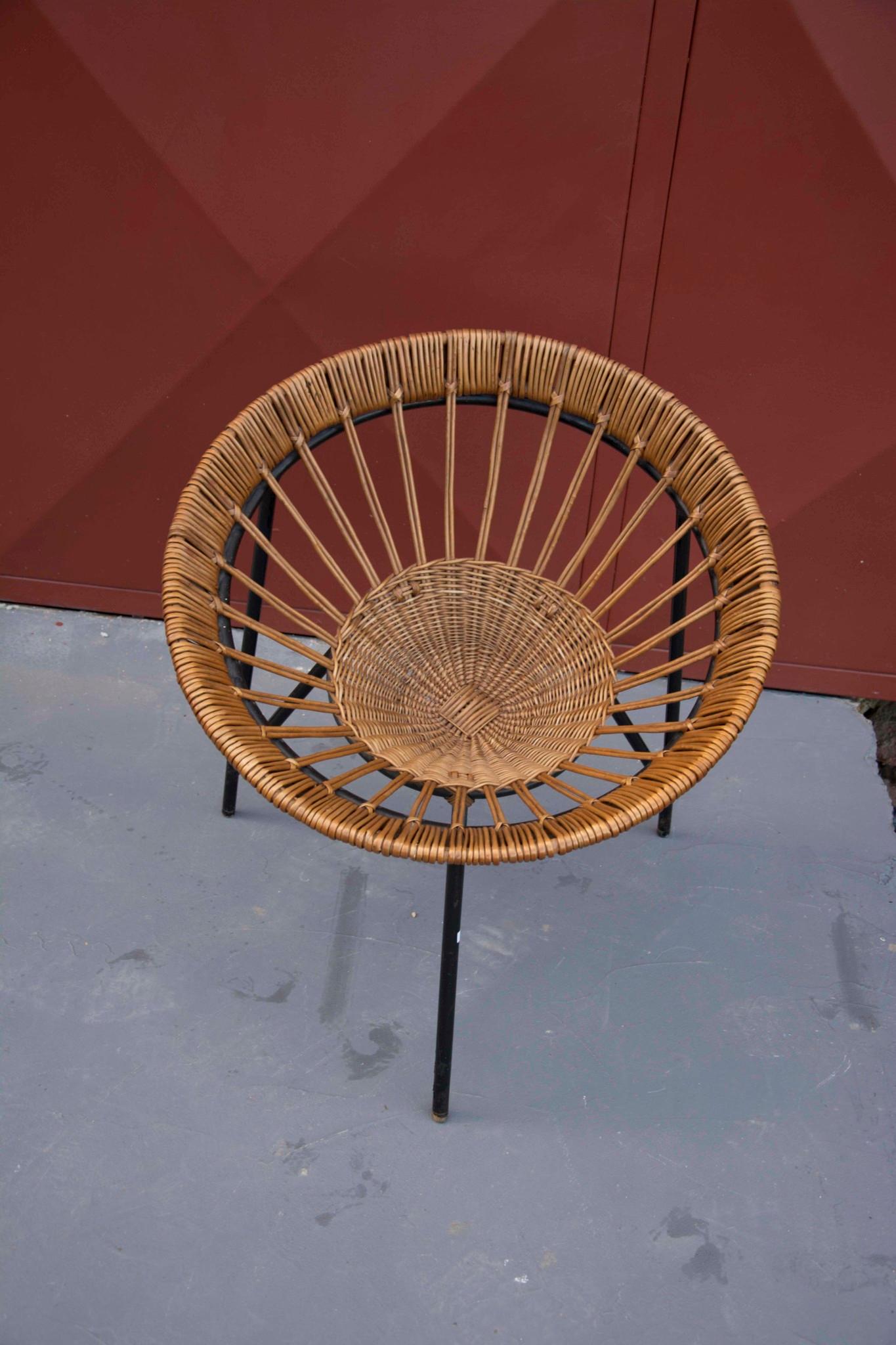 Mid-Century Modern Midcentury lounge wicker chair, EXPO 58, Czechoslovakia