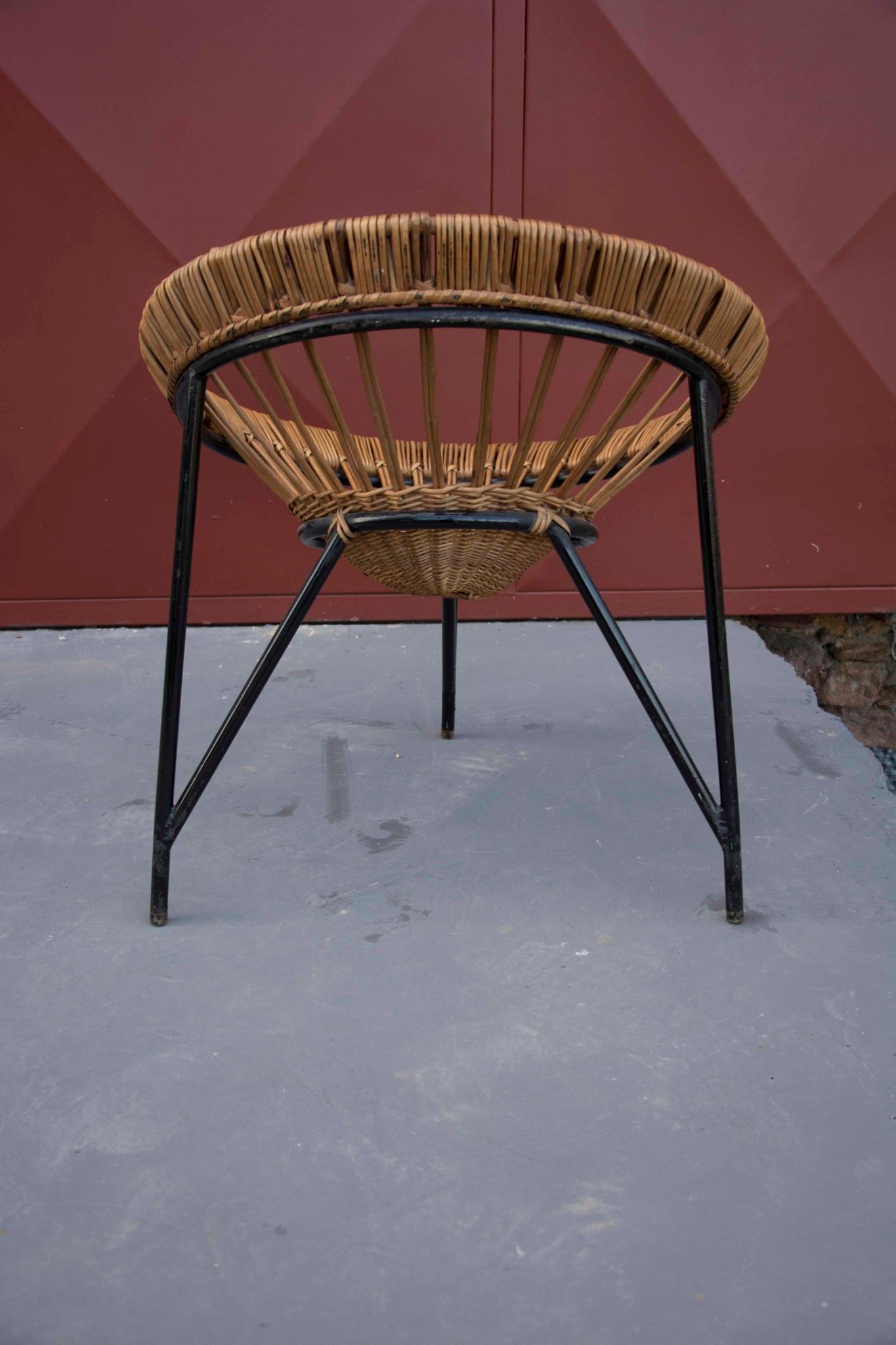 Midcentury lounge wicker chair, EXPO 58, Czechoslovakia 1