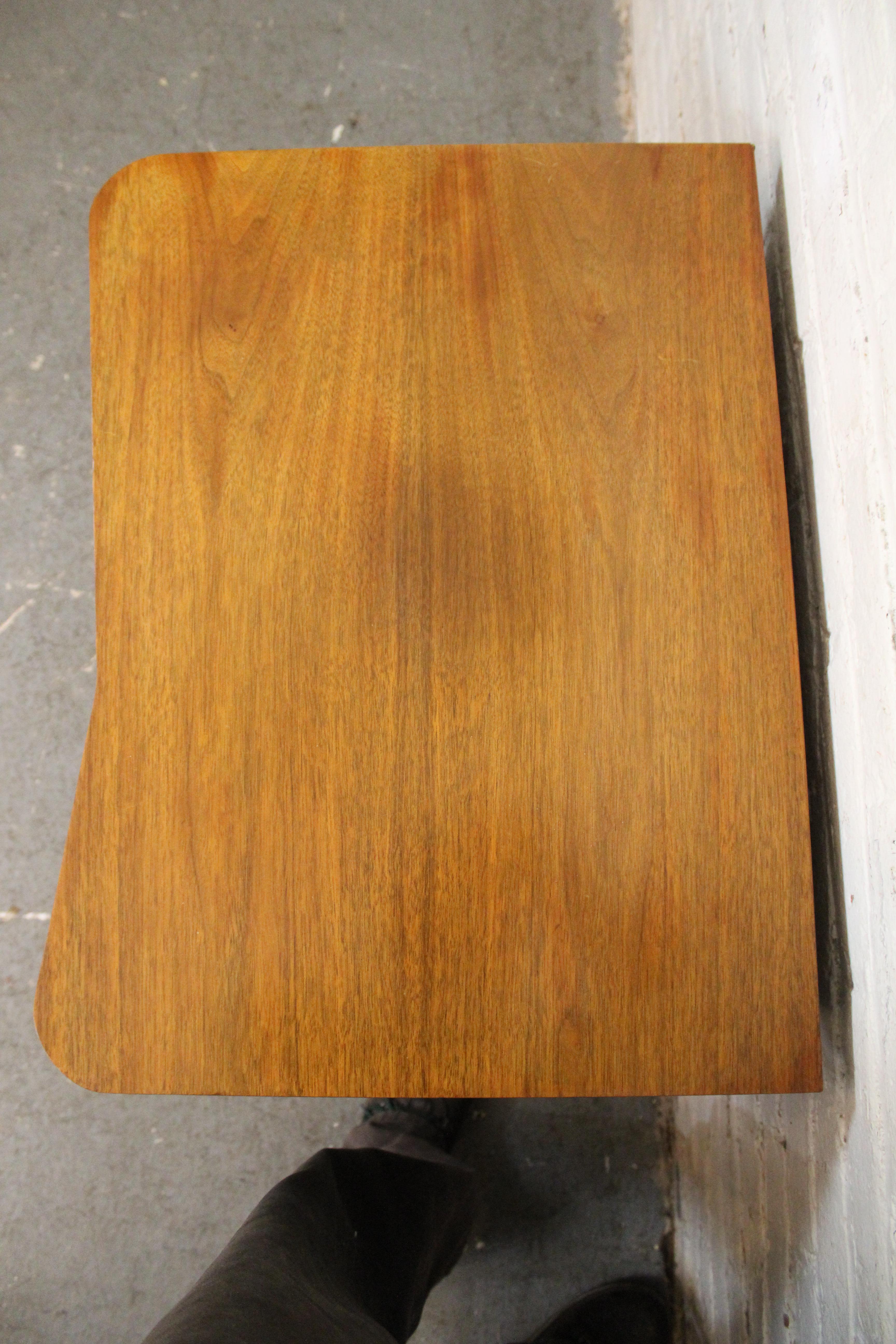 Mid-Century Louvered Walnut Nightstands by United Furniture 4