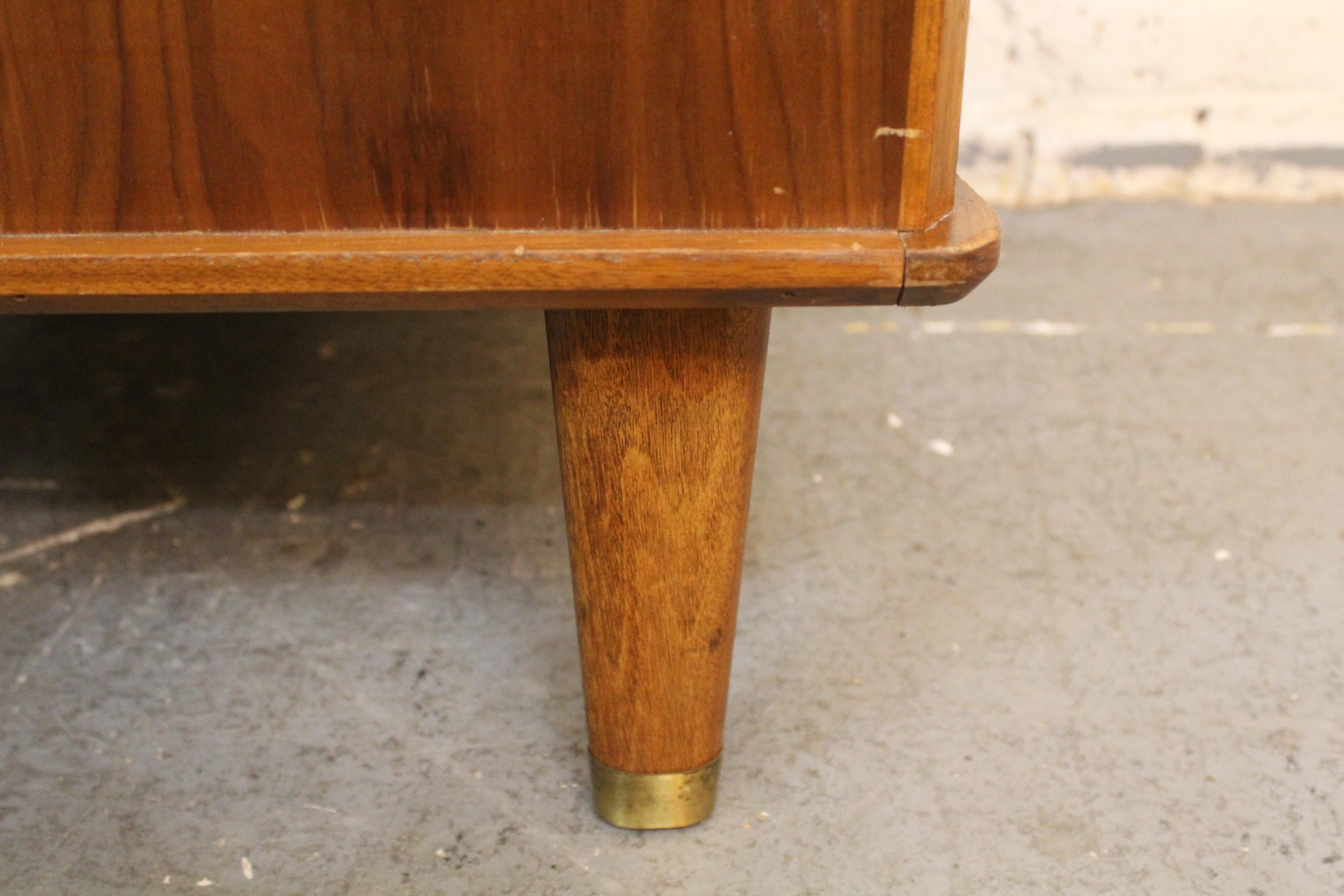 Mid-Century Louvered Walnut Nightstands by United Furniture 9