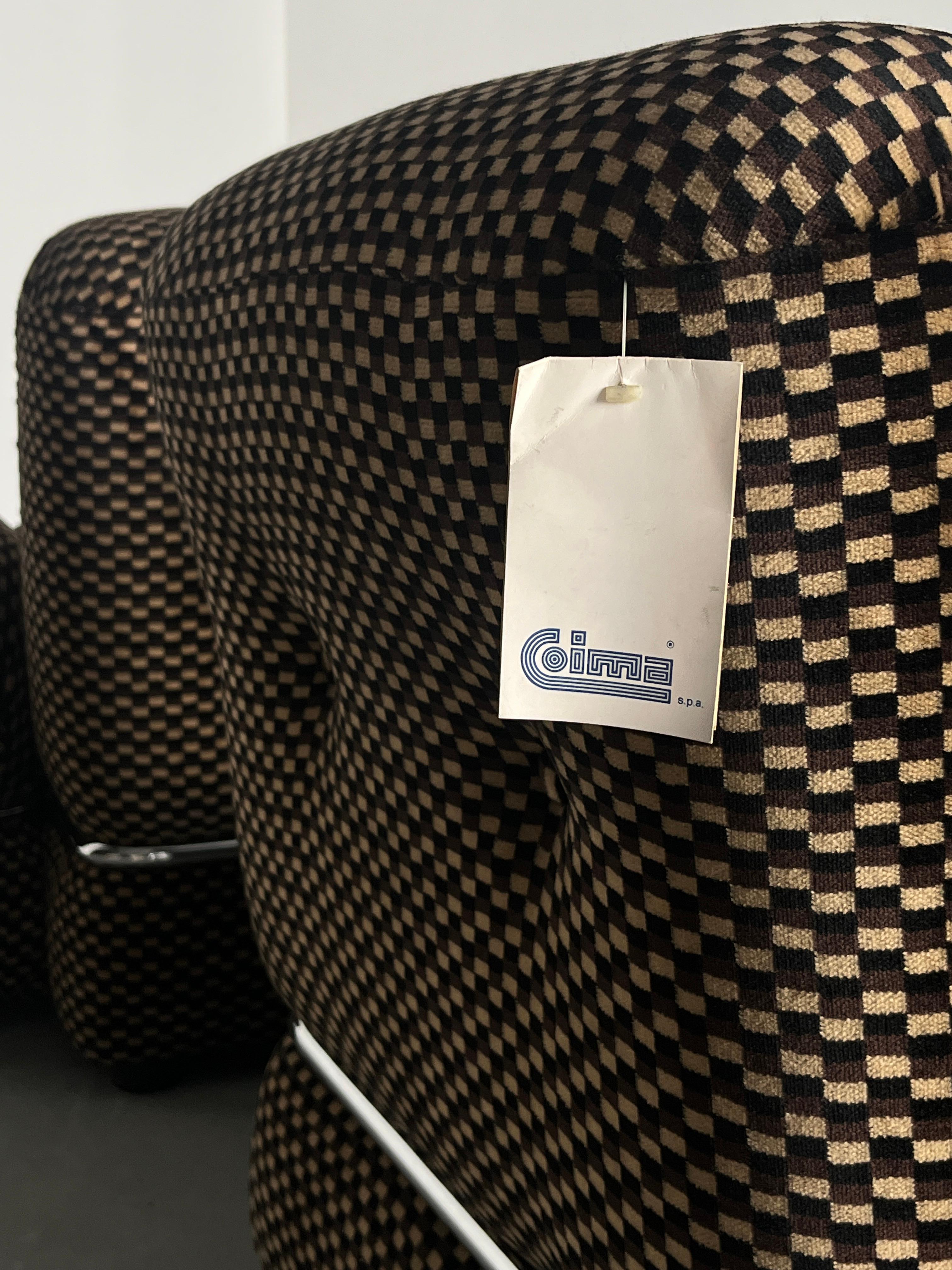 Causeuse du milieu du siècle en tissu à carreaux et acier chromé, Italie des années 1970 en vente 2