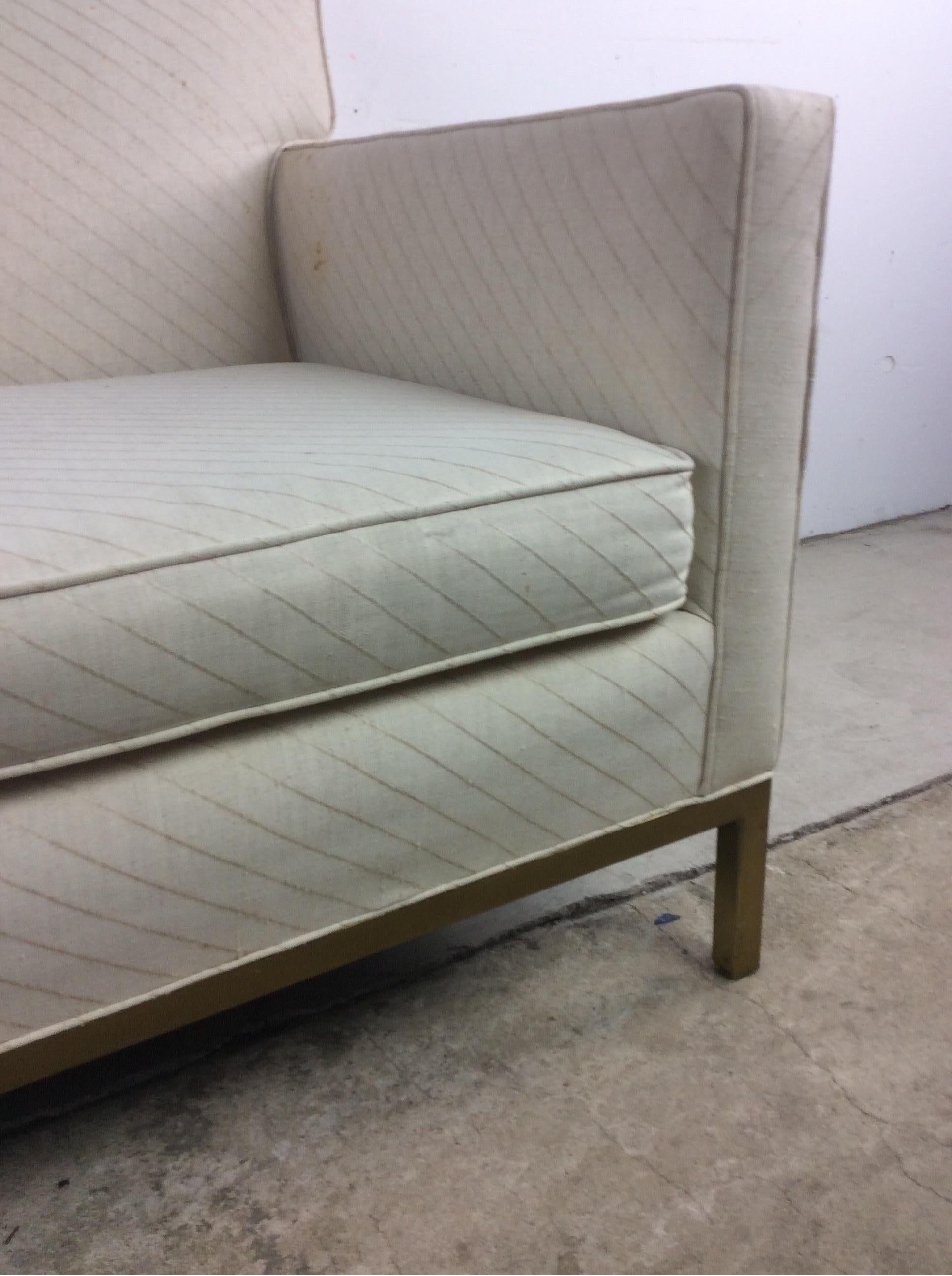 Midcentury Loveseat Sofa with Brass Base For Sale 4