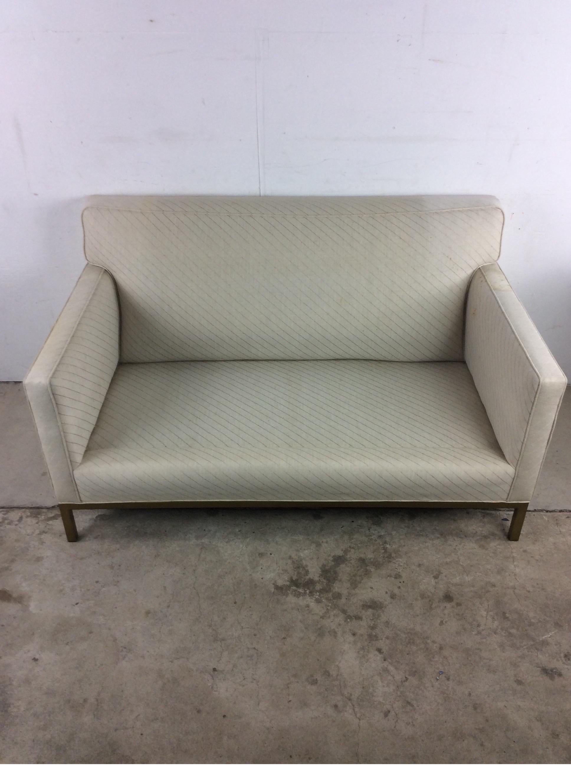 Midcentury Loveseat Sofa with Brass Base For Sale 5