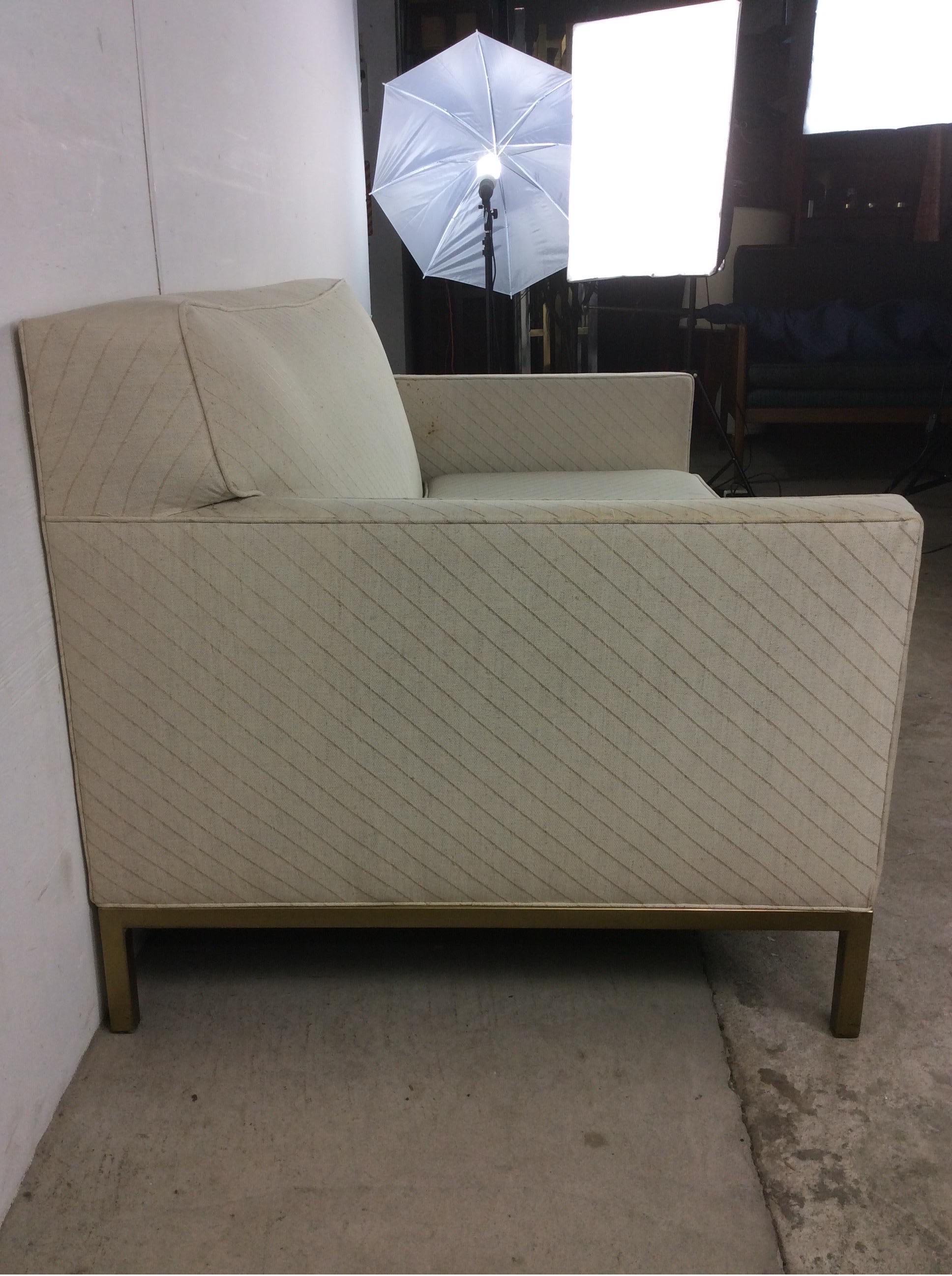 Midcentury Loveseat Sofa with Brass Base For Sale 11