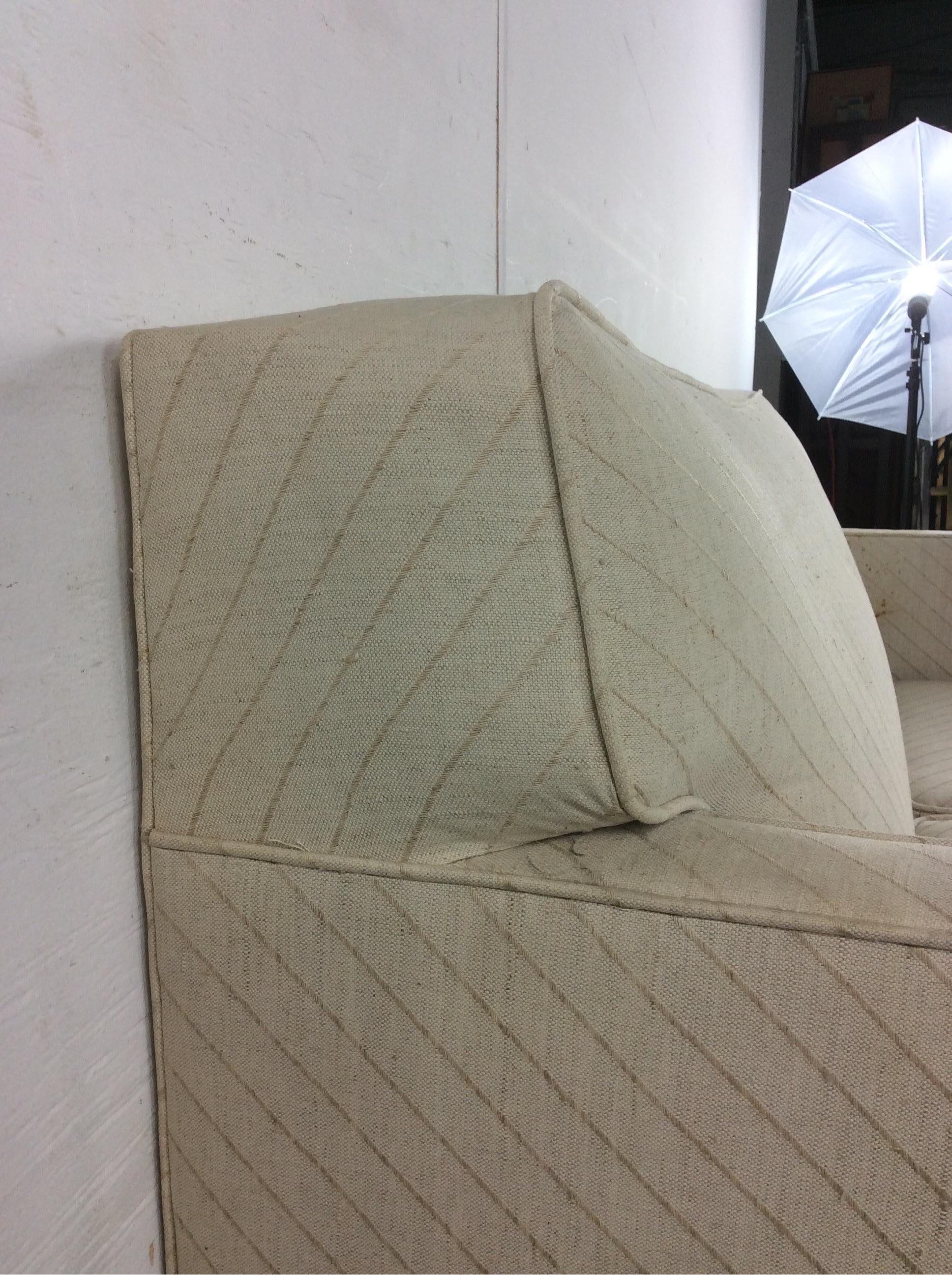 Midcentury Loveseat Sofa with Brass Base For Sale 14