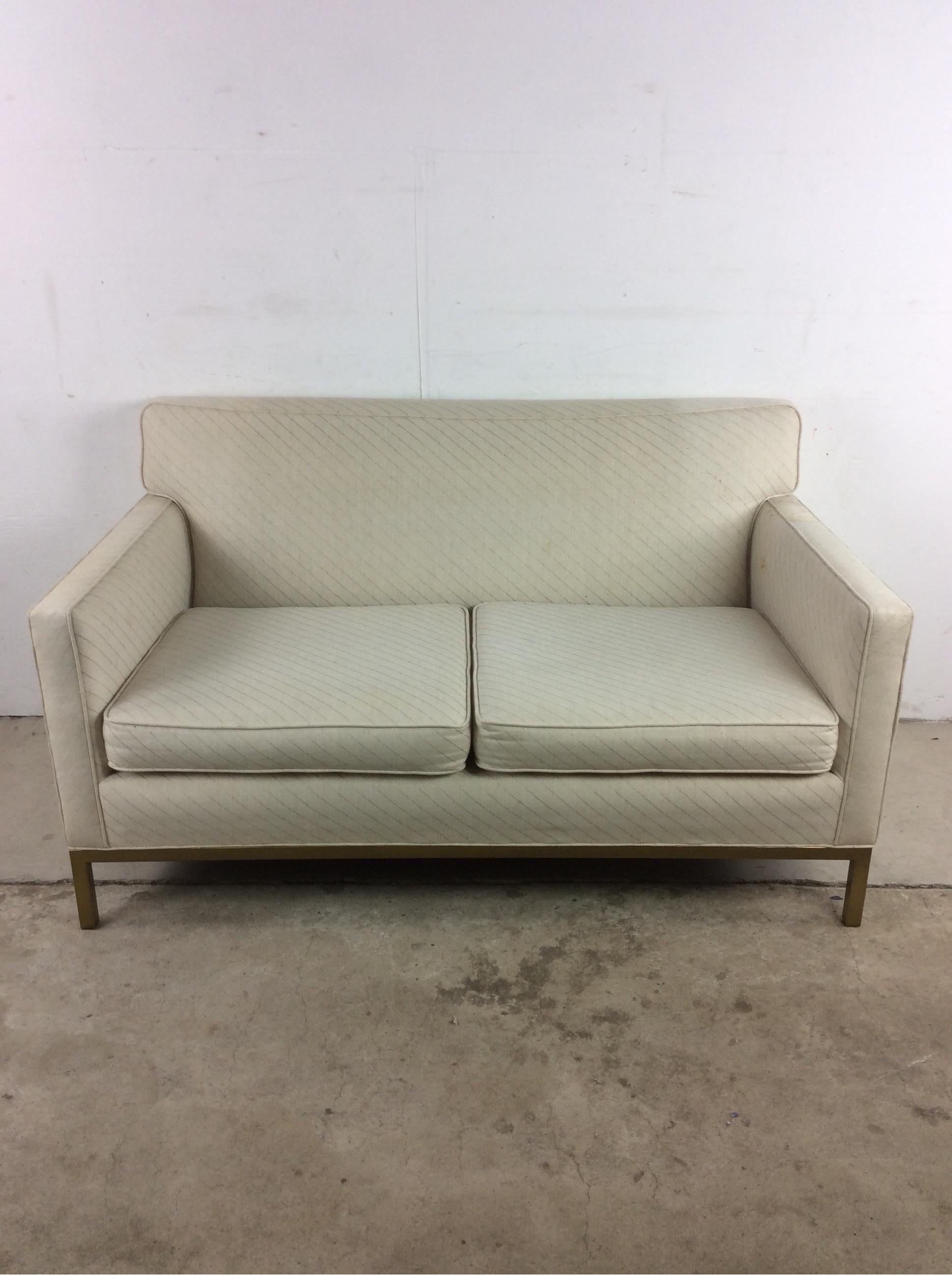 Mid-20th Century Midcentury Loveseat Sofa with Brass Base For Sale