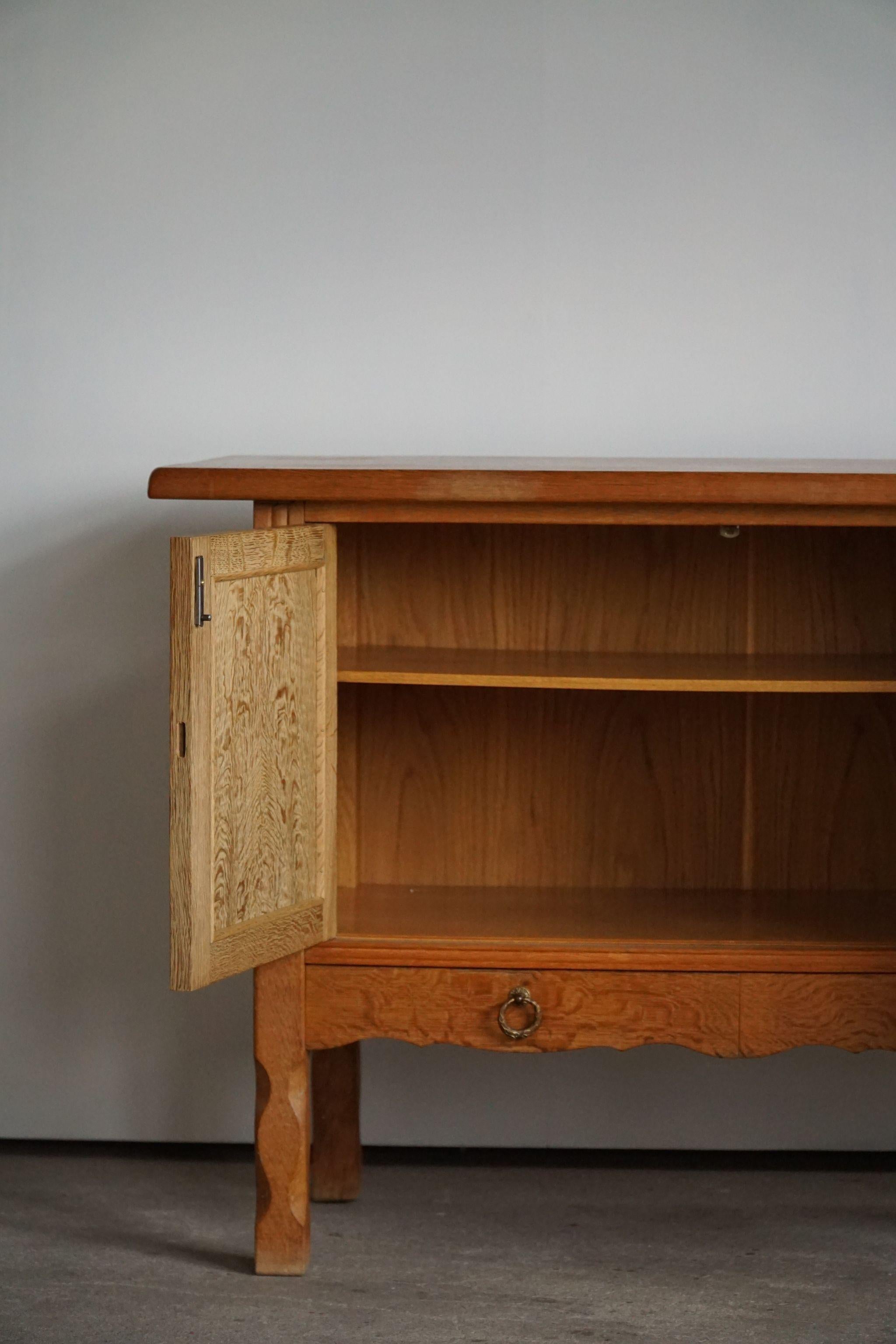 Mid Century Low Brutalist Sideboard in Oak, Danish Cabinetmaker, Made in 1960s 9