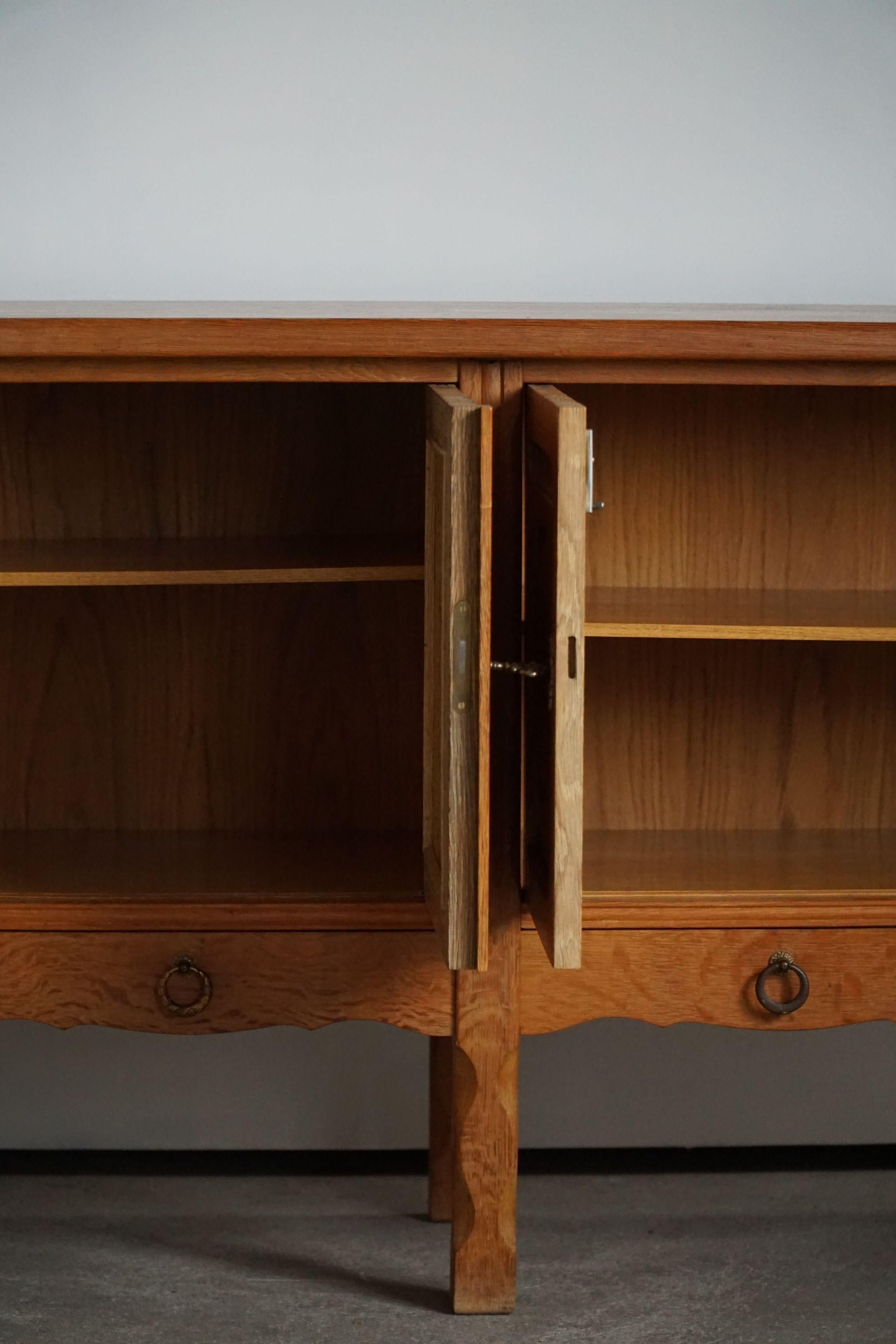 Mid Century Low Brutalist Sideboard in Oak, Danish Cabinetmaker, Made in 1960s 11